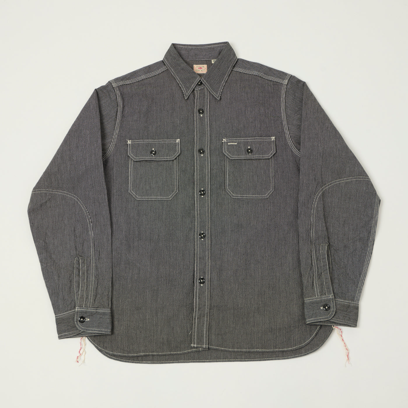Sugar Cane 'Jean Cord' Long Sleeve Work Shirt - Blue