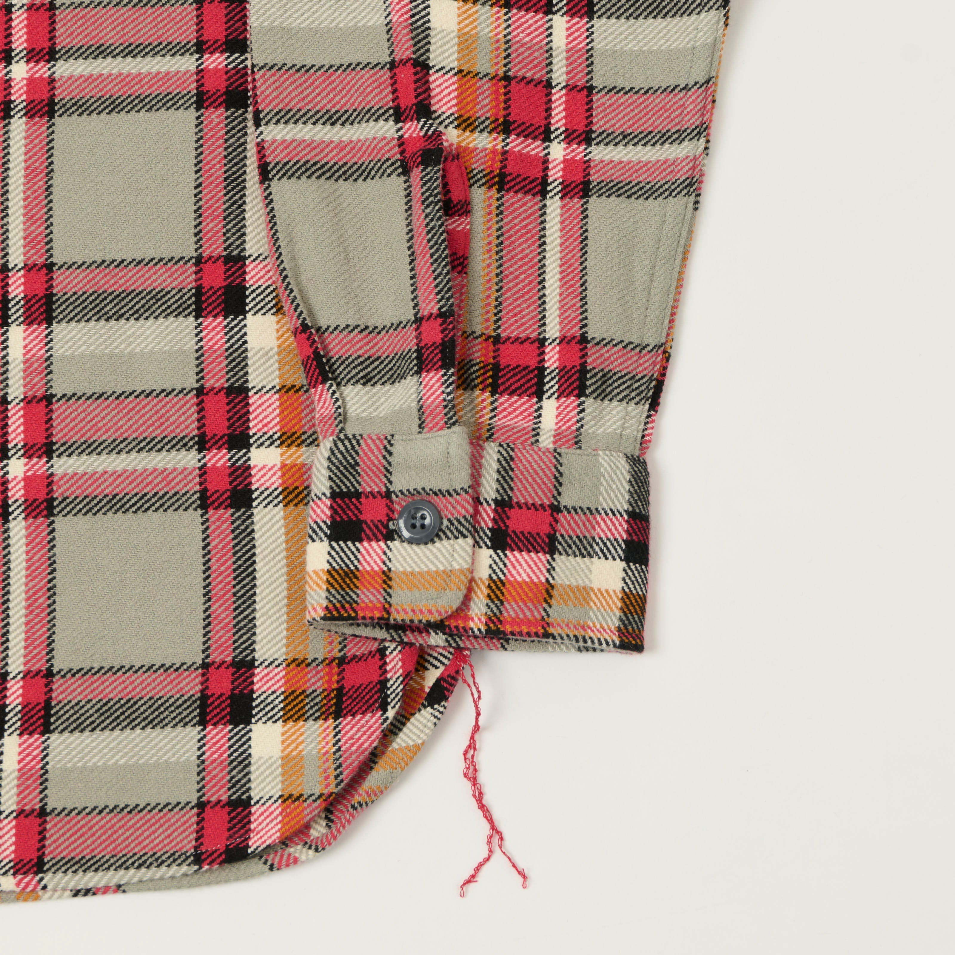 Sugar Cane Large Check Work Shirt - Grey/Red
