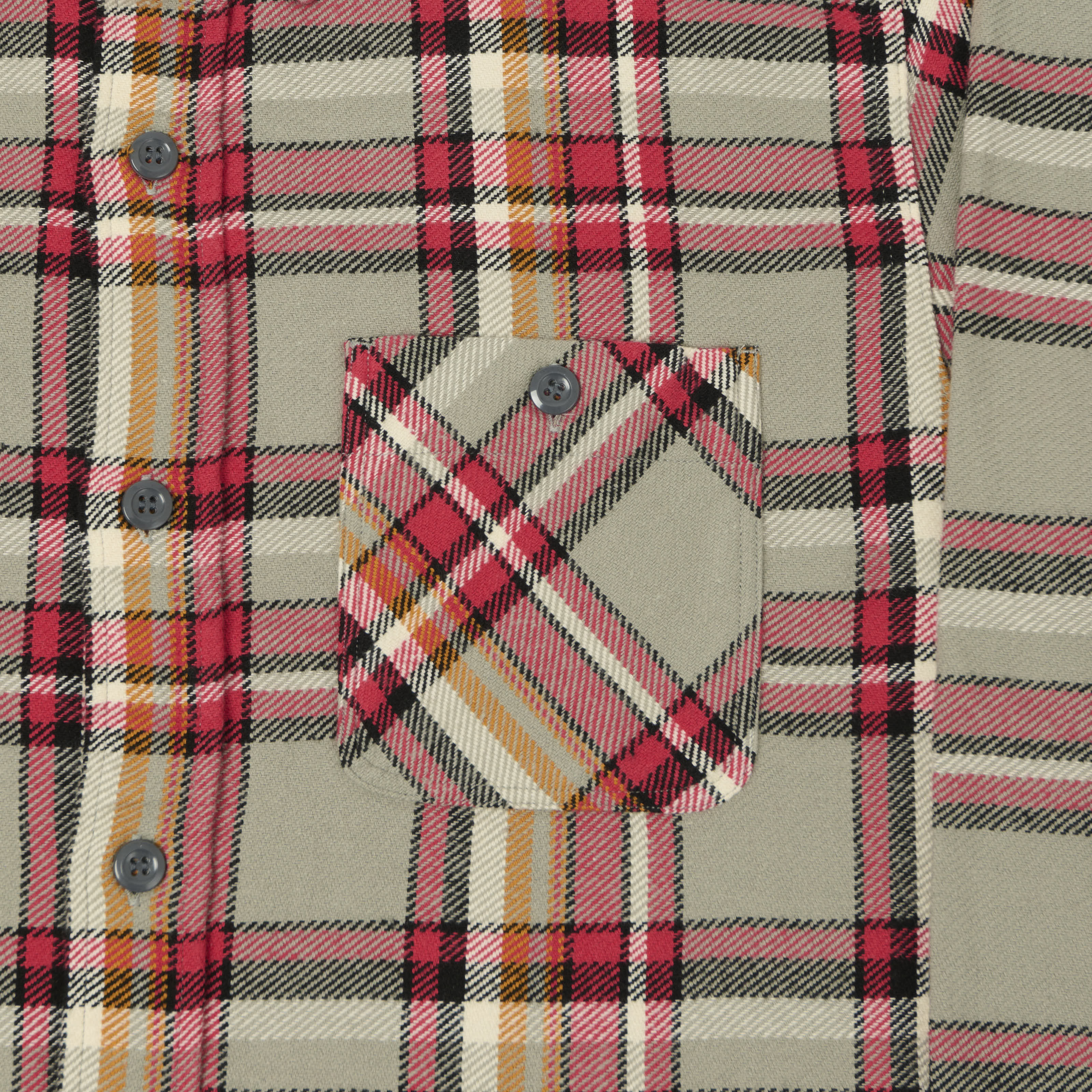 Sugar Cane Large Check Work Shirt - Grey/Red