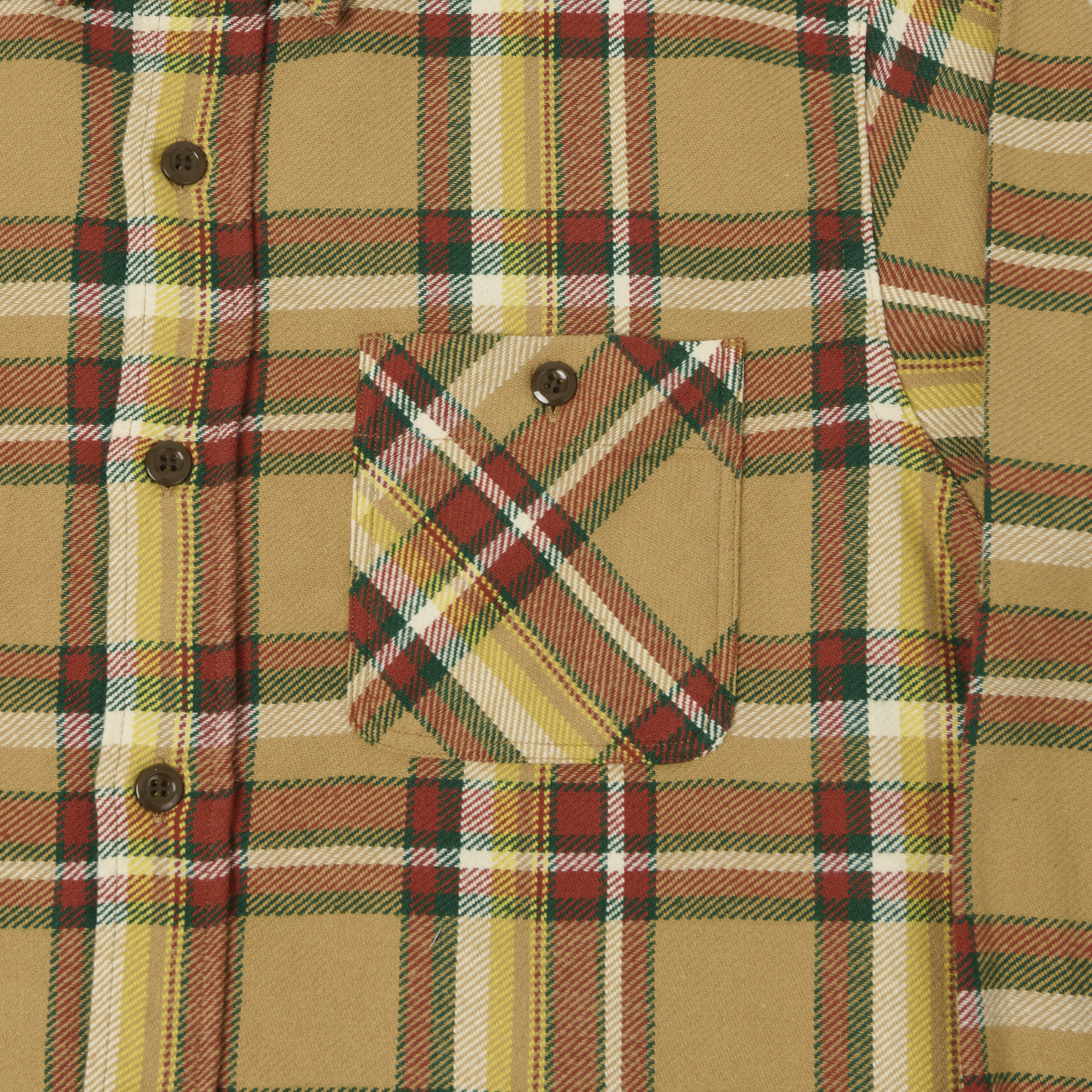 Sugar Cane Large Check Work Shirt - Beige
