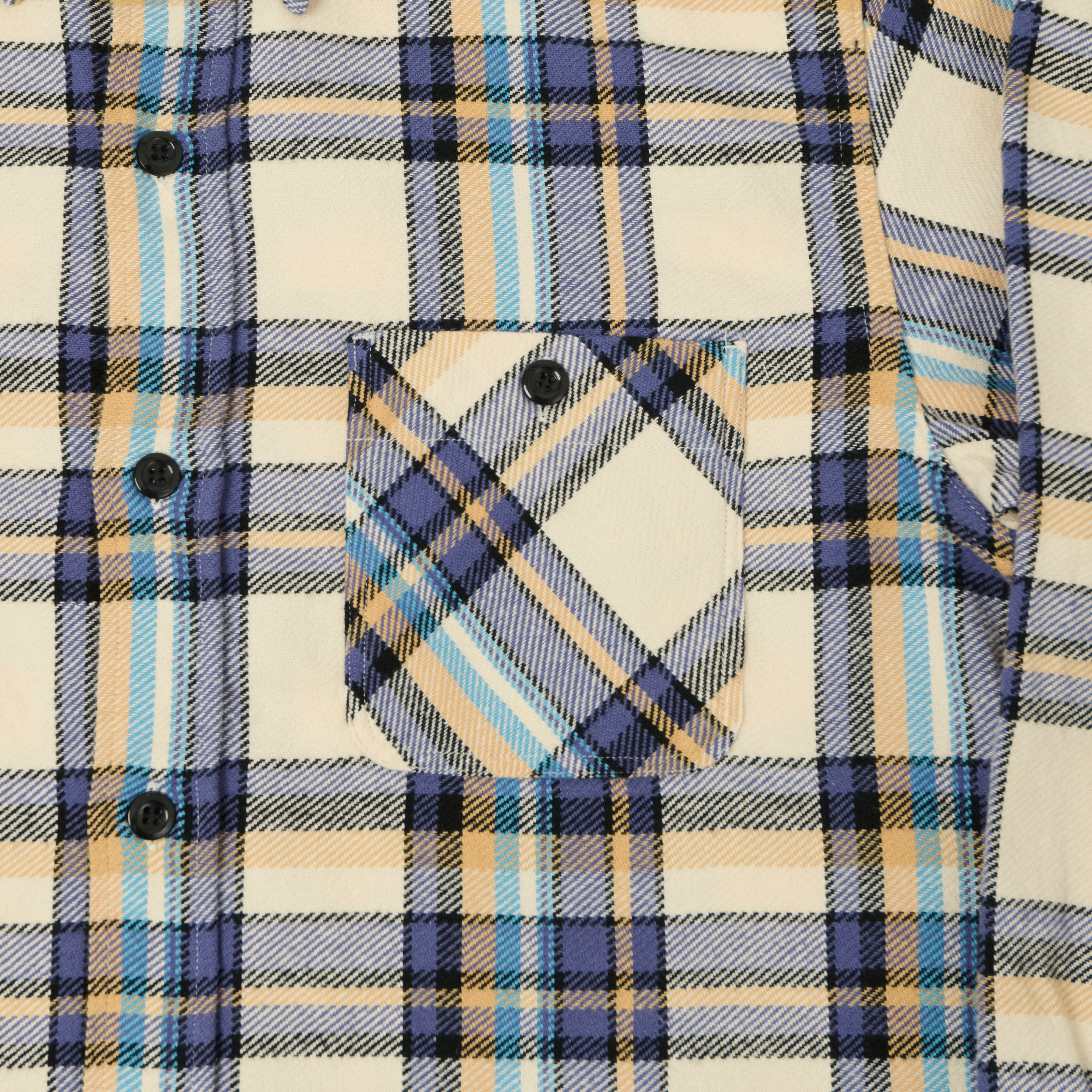 Sugar Cane Large Check Work Shirt - Off White/Blue