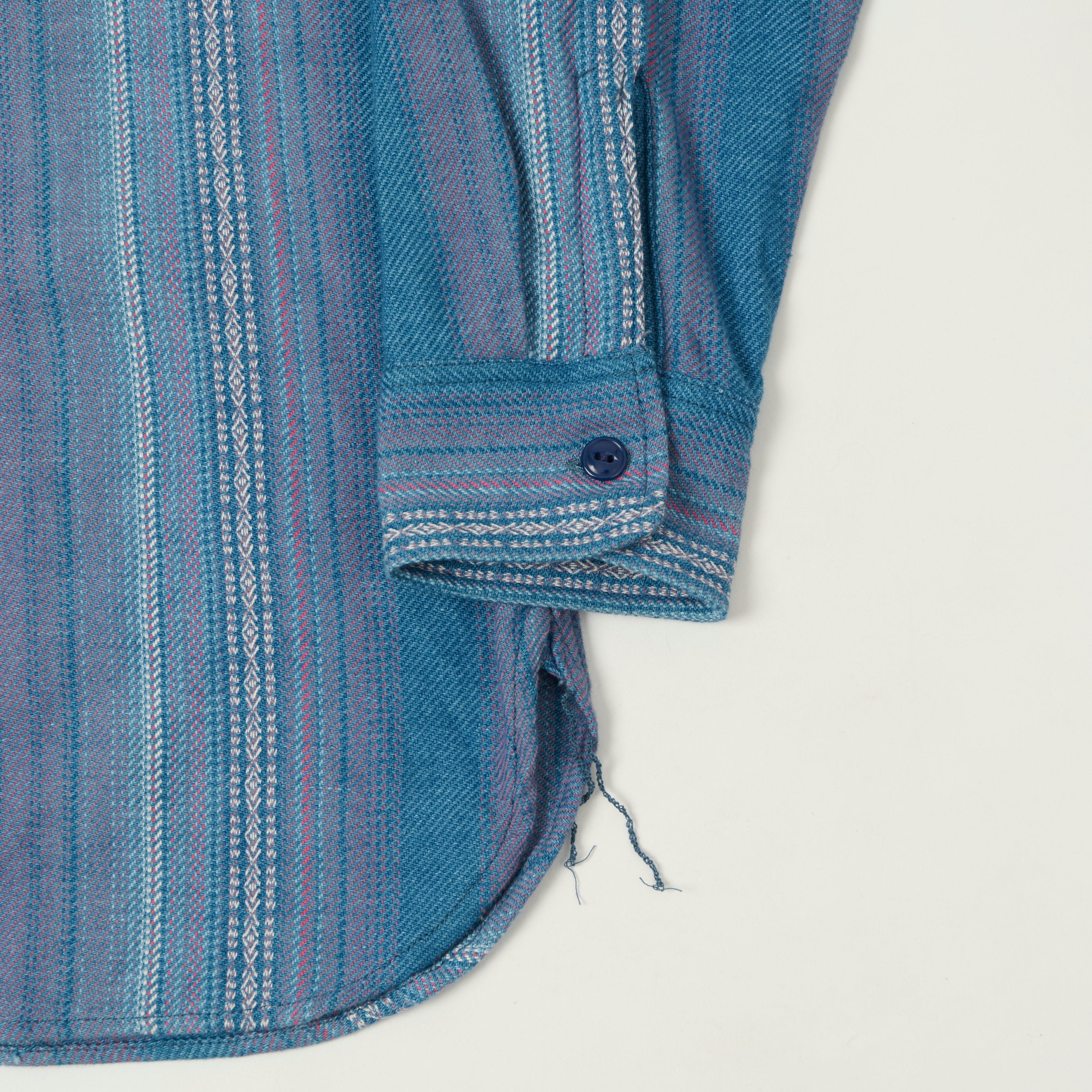 Sugar Cane Native American Dobby Work Shirt - Indigo