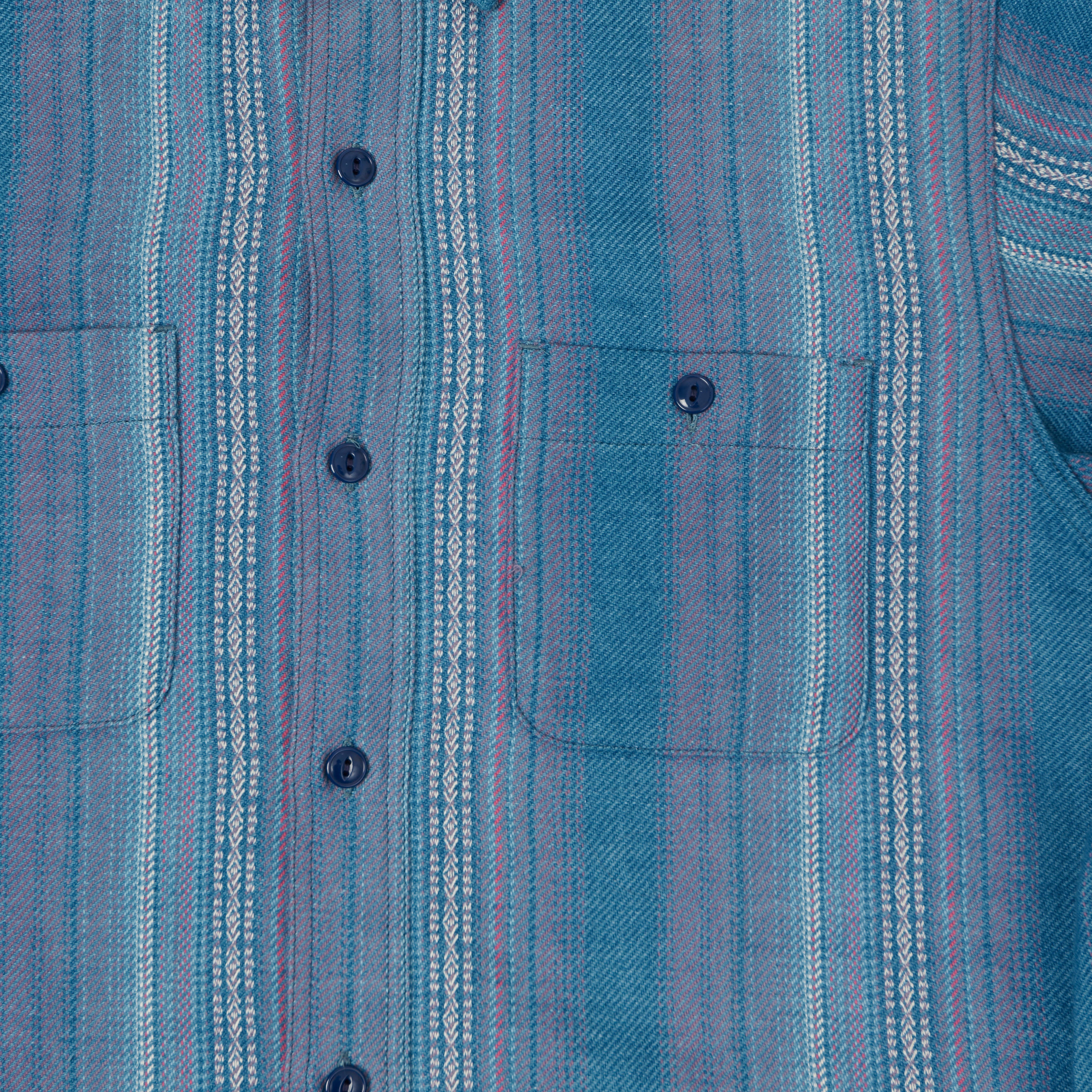 Sugar Cane Native American Dobby Work Shirt - Indigo