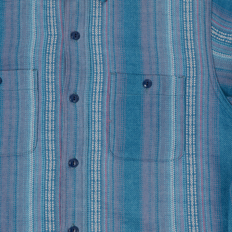 Sugar Cane Native American Dobby Work Shirt - Indigo