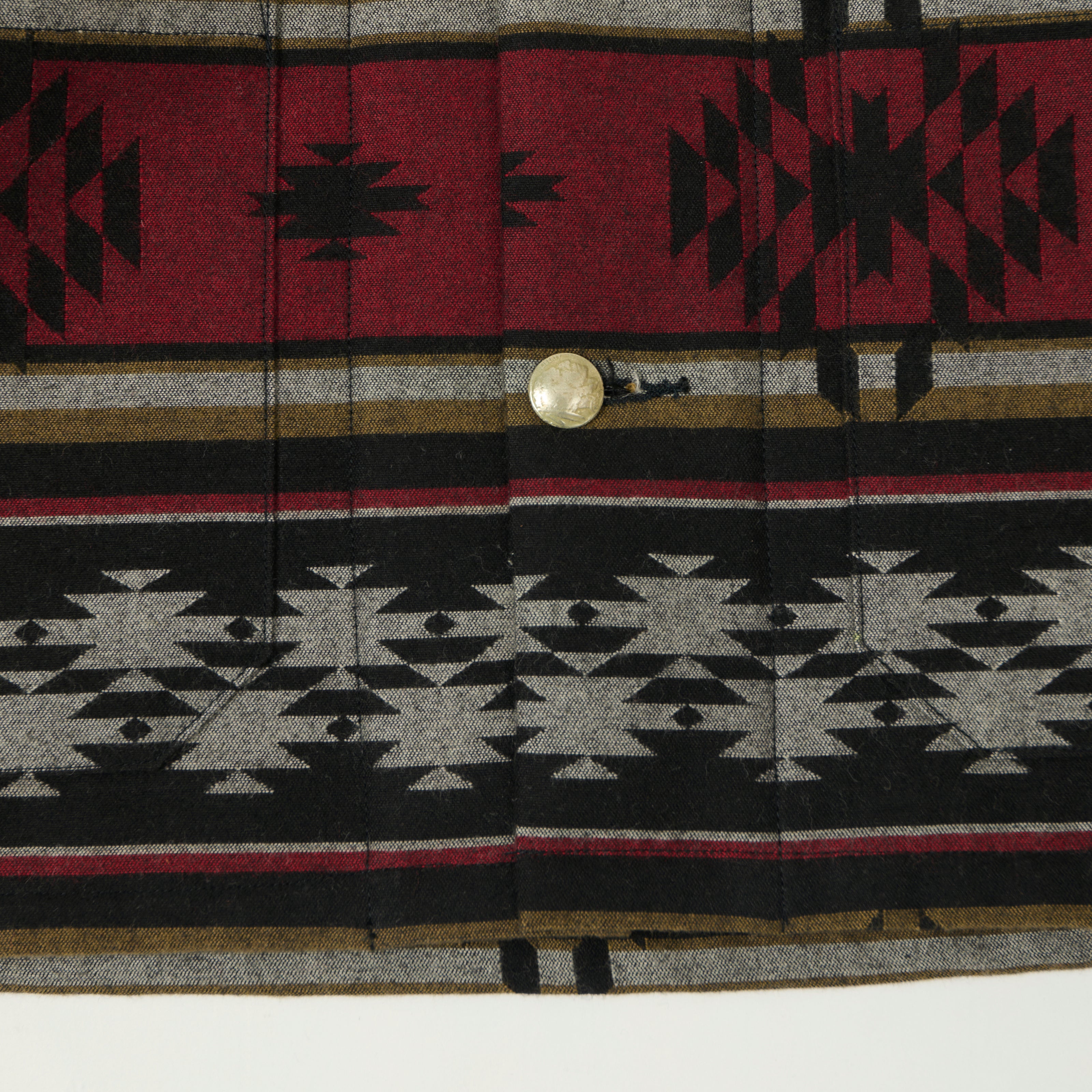 Sugar Cane Native American Jacquard Wool Jacket - Red/Black