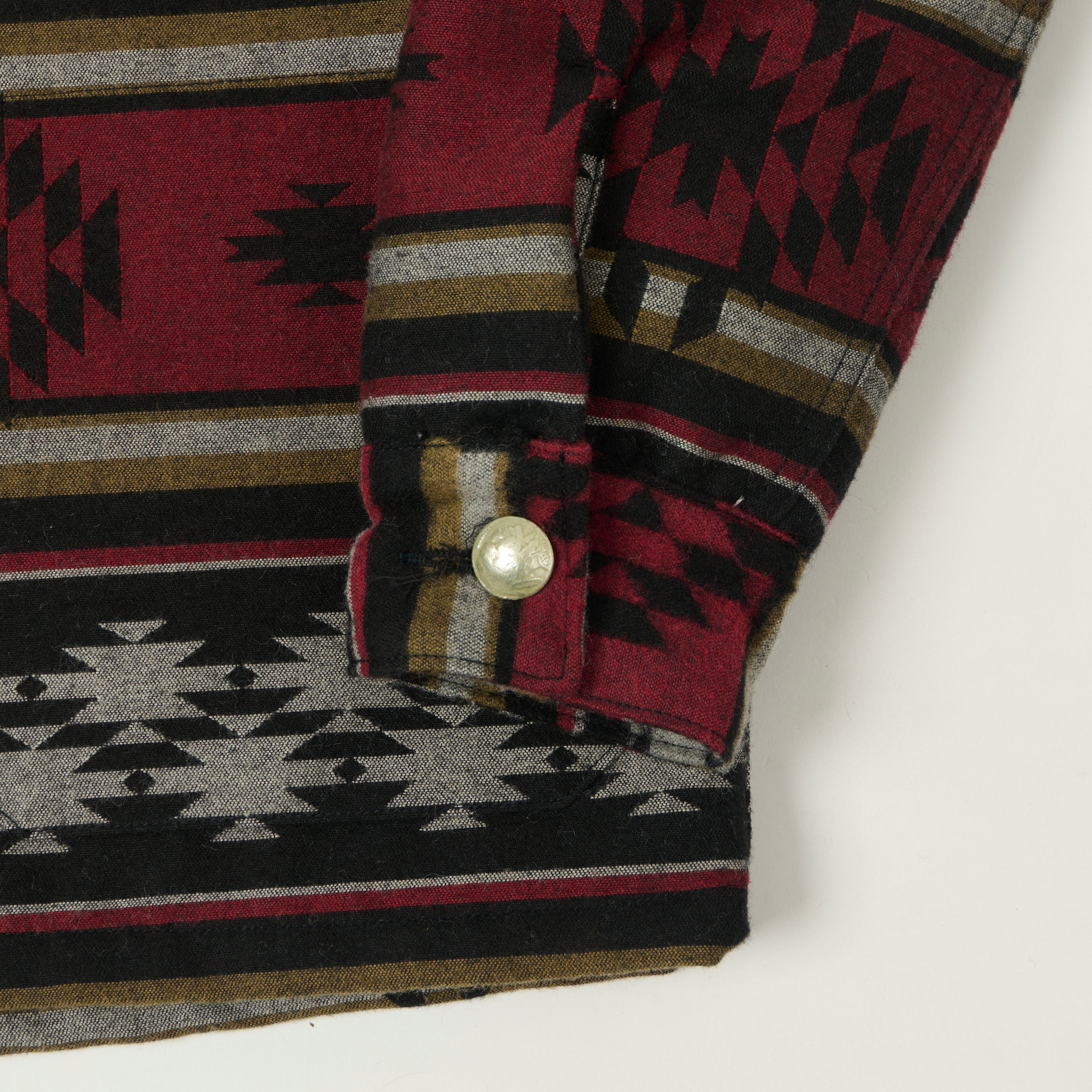 Sugar Cane Native American Jacquard Wool Jacket - Red/Black