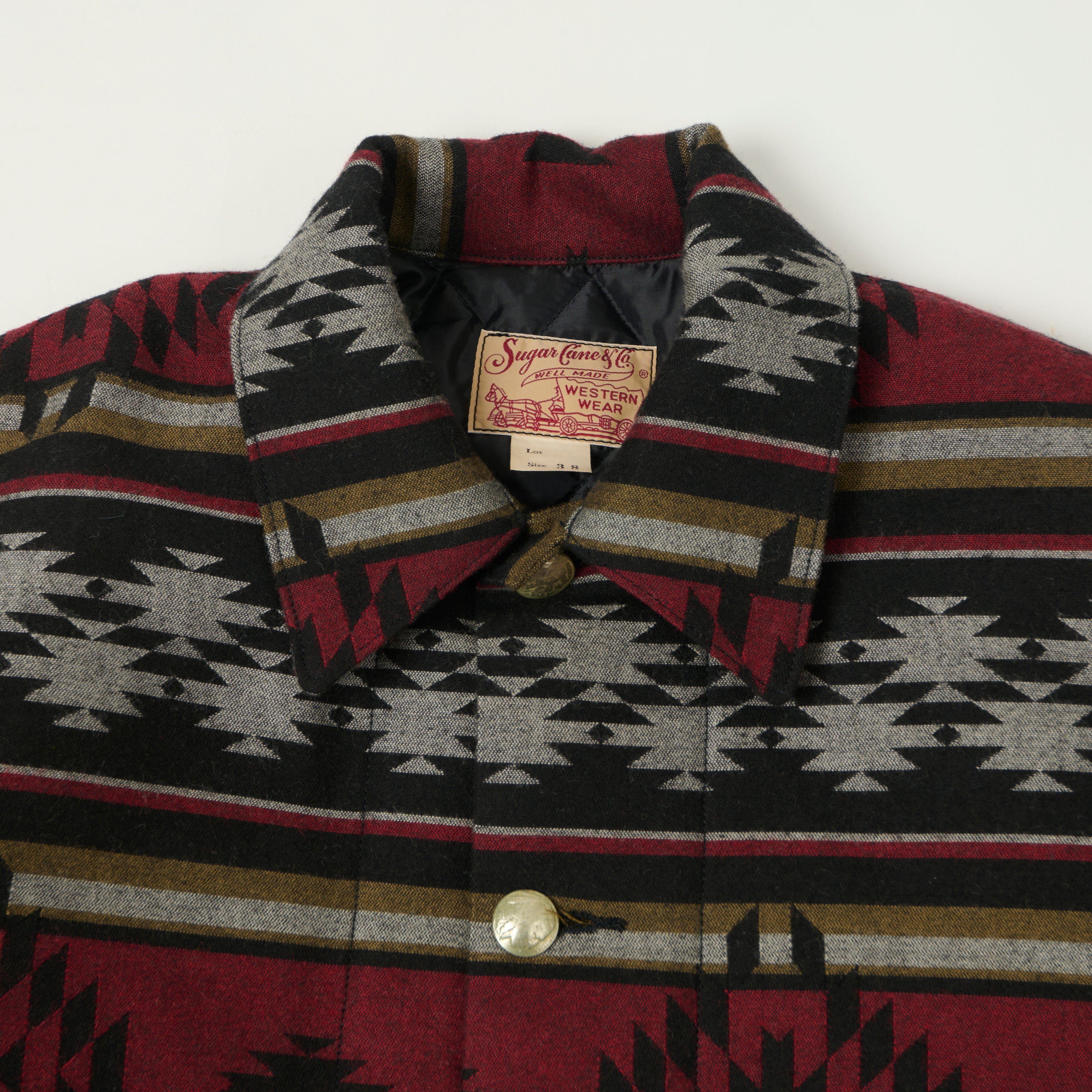 Sugar Cane Native American Jacquard Wool Jacket - Red/Black