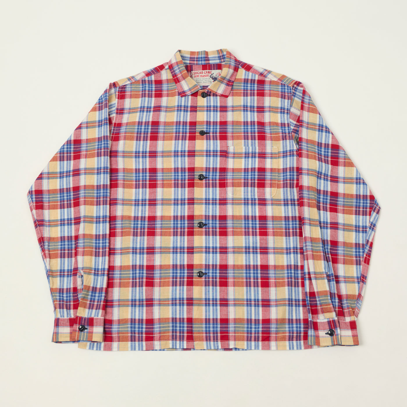 Sugar Cane Open Collar Madras Shirt - Multi/Red