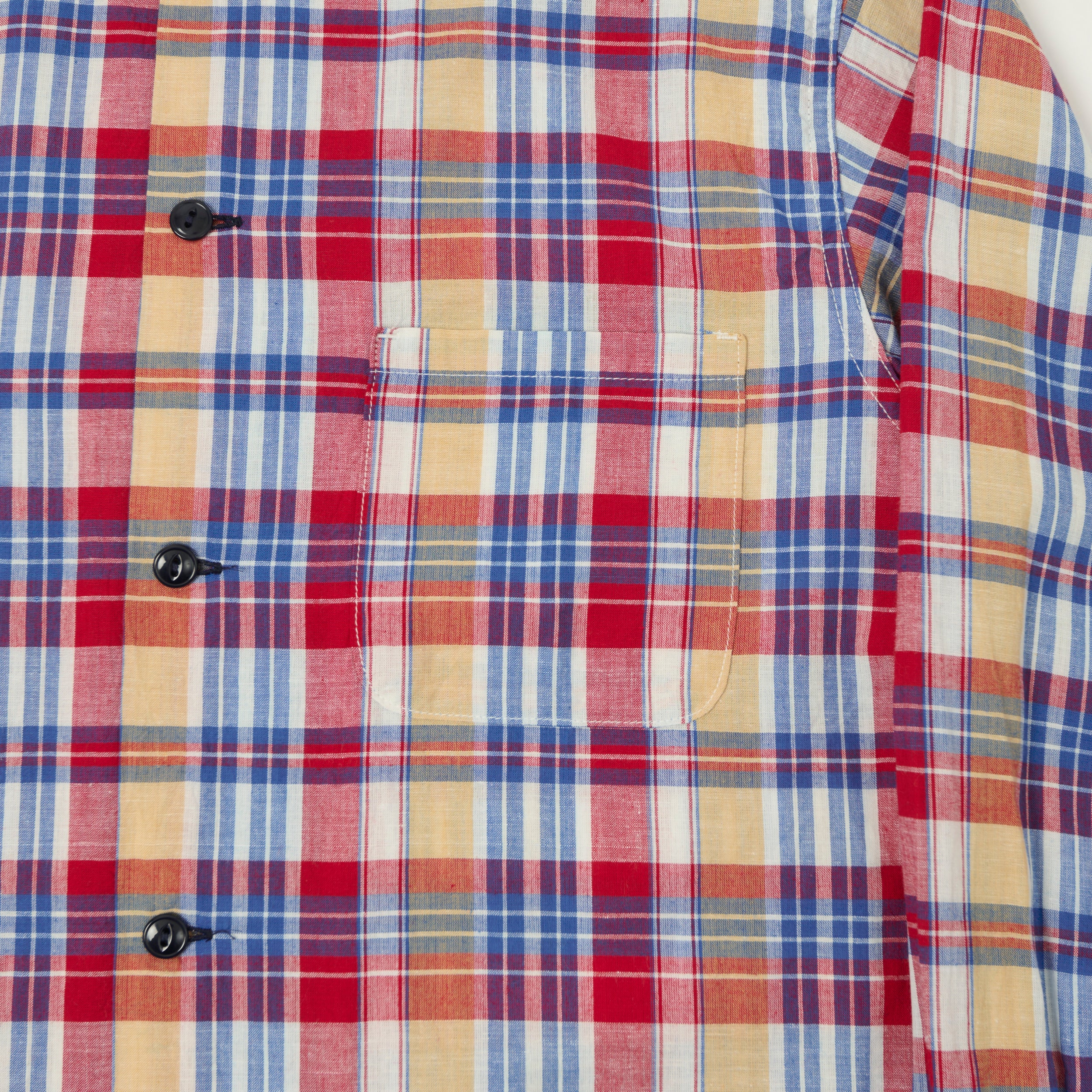 Sugar Cane Open Collar Madras Shirt - Multi/Red
