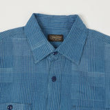 Sugar Cane Multi Check 'Patchwork' Shirt - Light Indigo