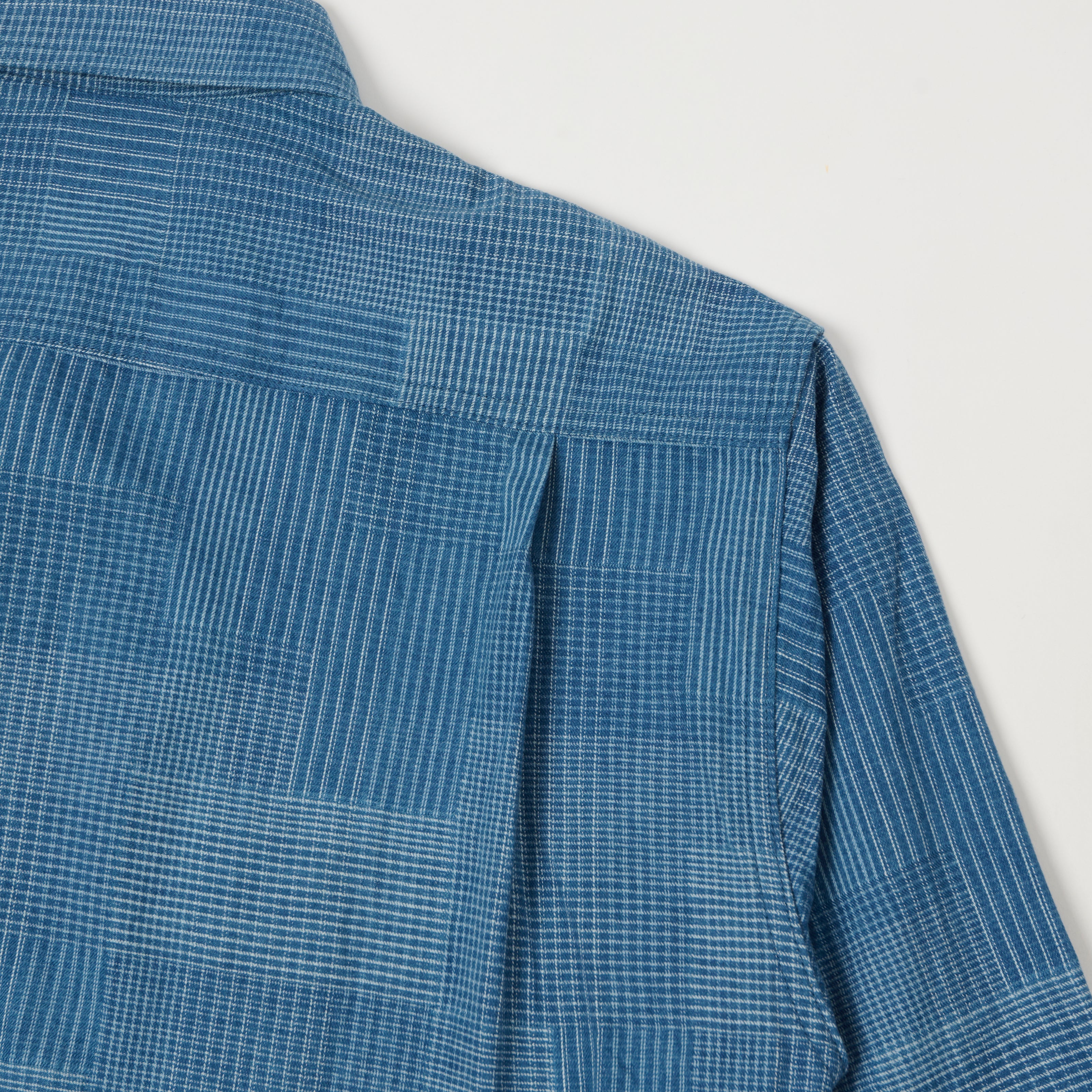Sugar Cane Multi Check 'Patchwork' Shirt - Light Indigo