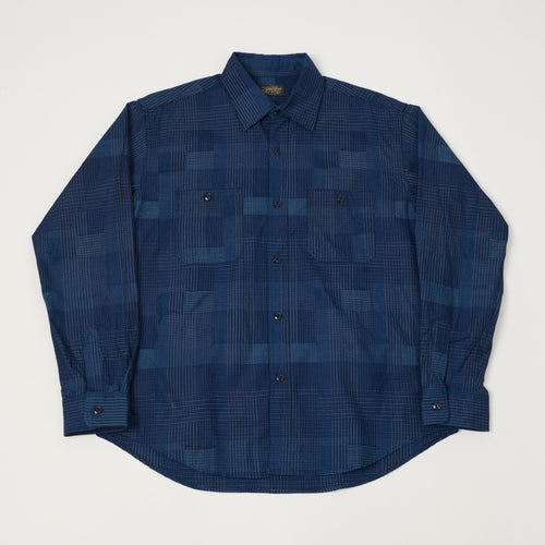 Sugar Cane Multi Check 'Patchwork' Shirt - Dark Indigo