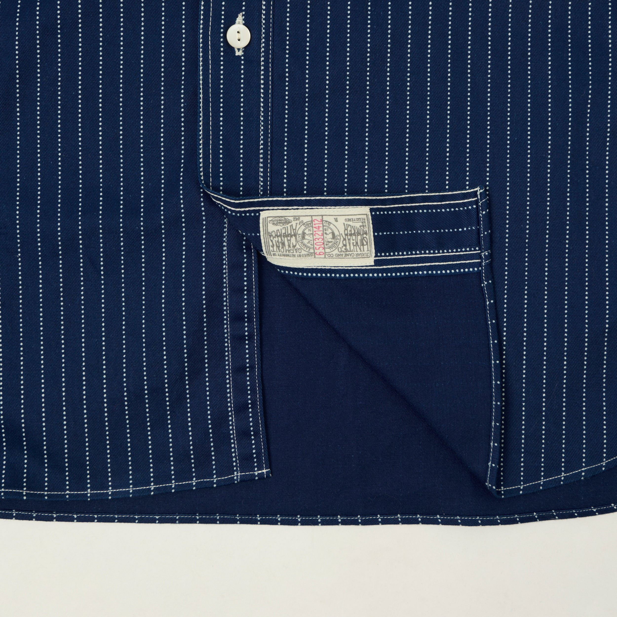 Sugar Cane Short Sleeve Wabash Work Shirt - Navy