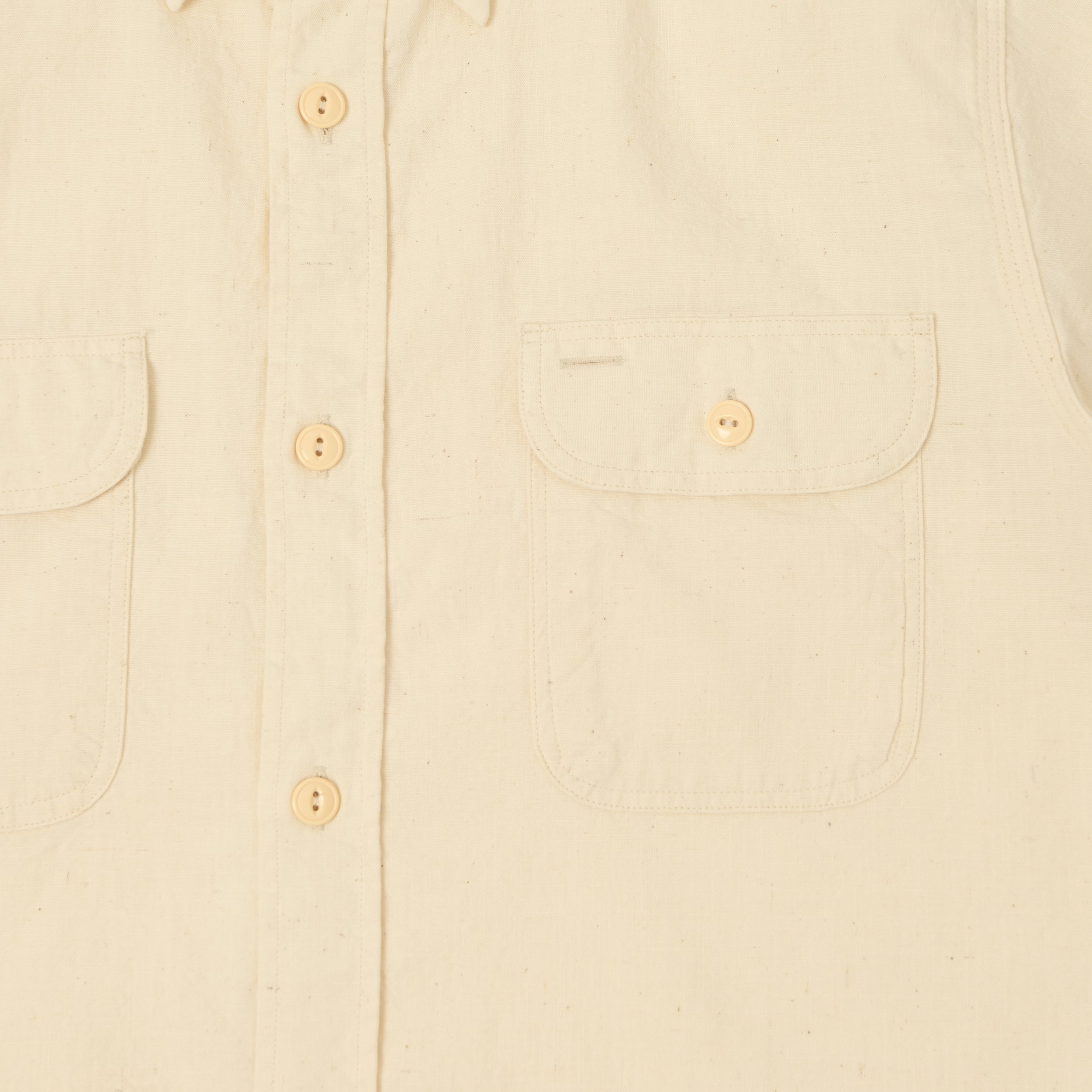 Sugar Cane Short Sleeve Chambray Work Shirt - White