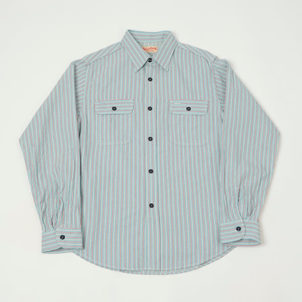 Sugar Cane Dobby Stripe Work Shirt - Blue/Red – SON OF A STAG
