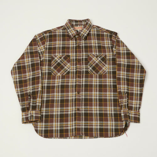 Sugar Cane Twill Check Work Shirt - Brown