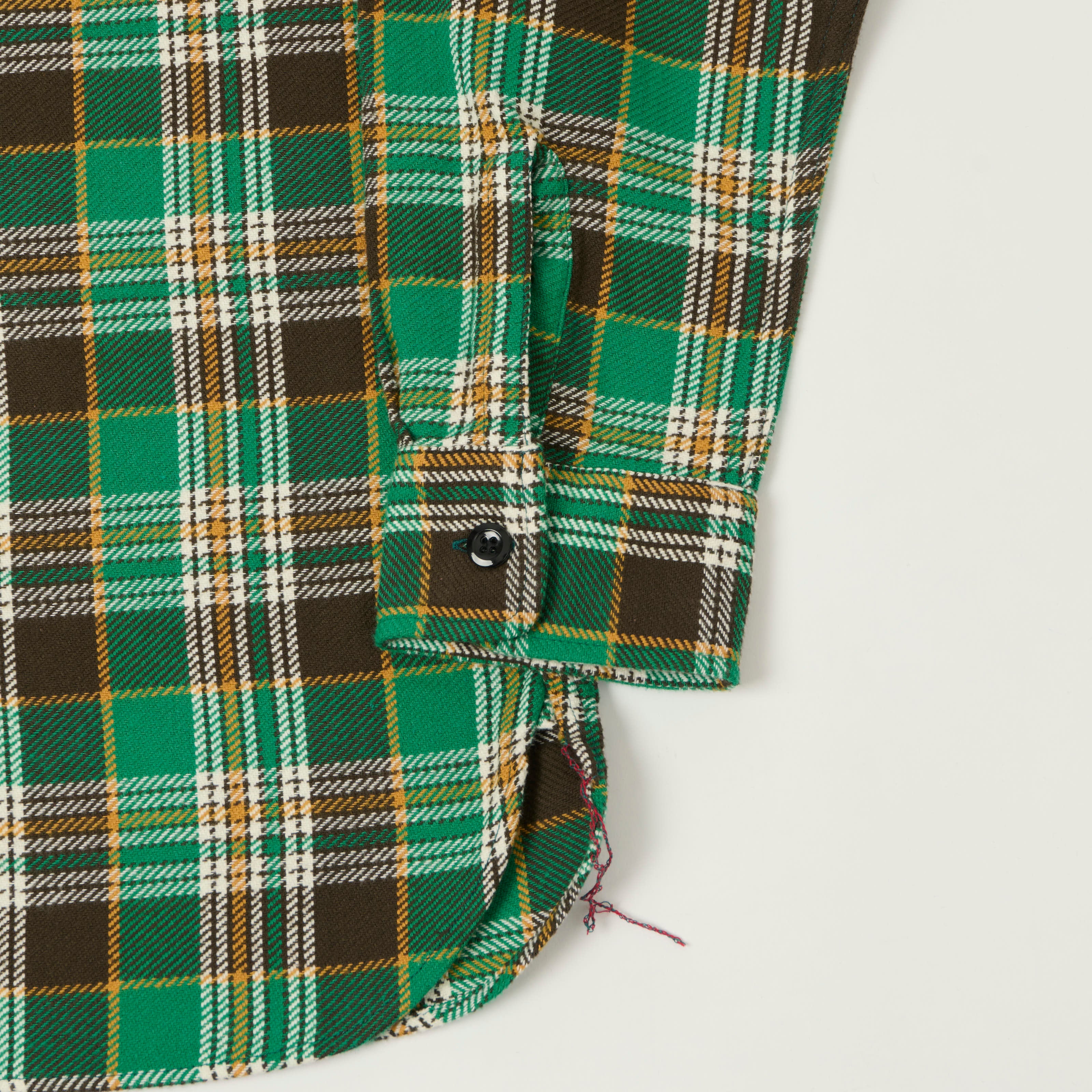 Sugar Cane Twill Check Work Shirt - Green