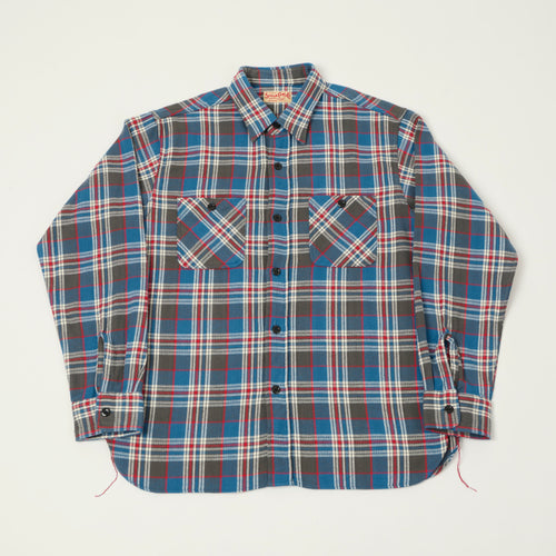 Sugar Cane Twill Check Work Shirt - Blue