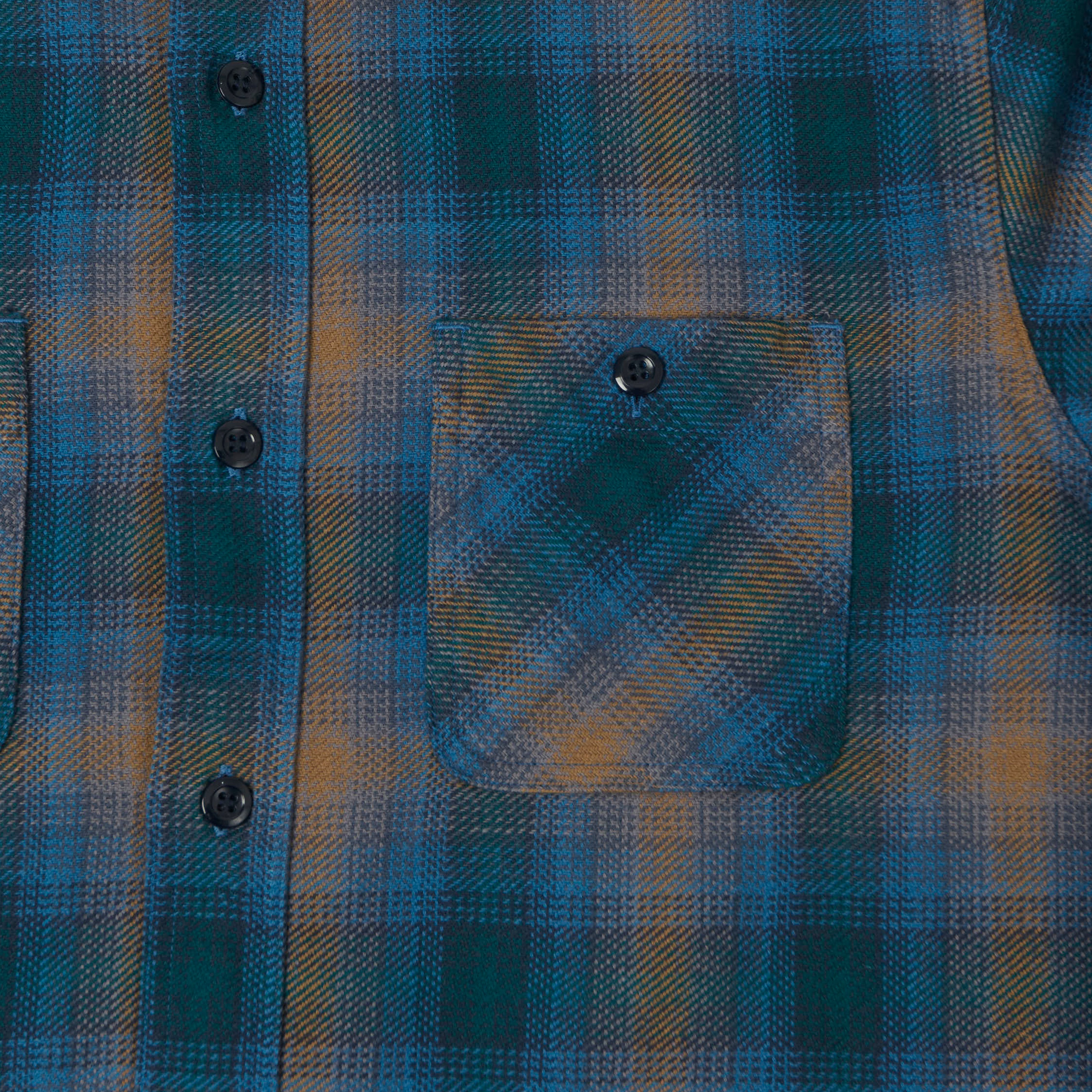 Sugar Cane Gradient Plaid Work Shirt - Blue/Brown