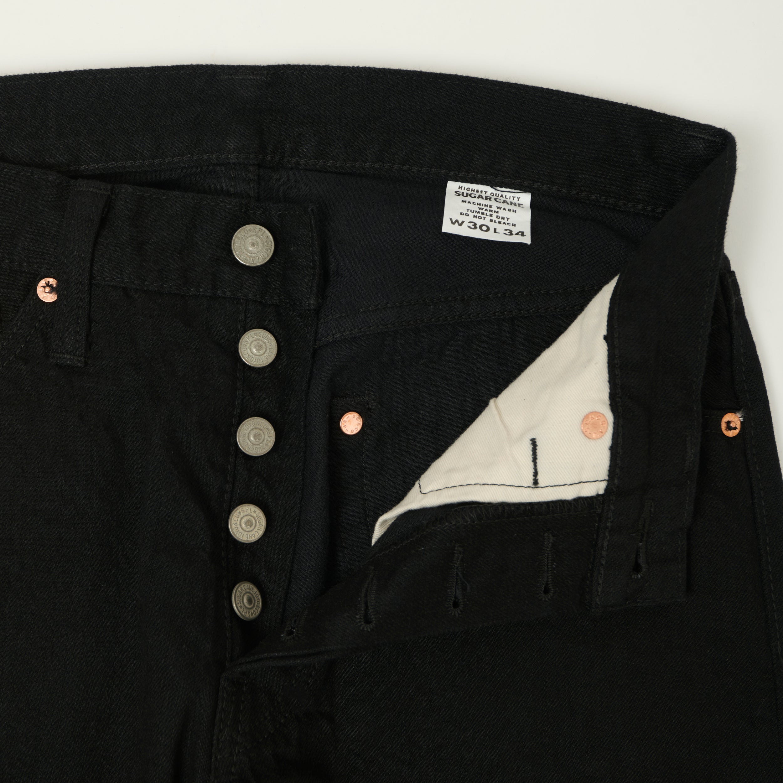 Sugar Cane 'Type III Model' 13oz Slim Straight Jeans - Black