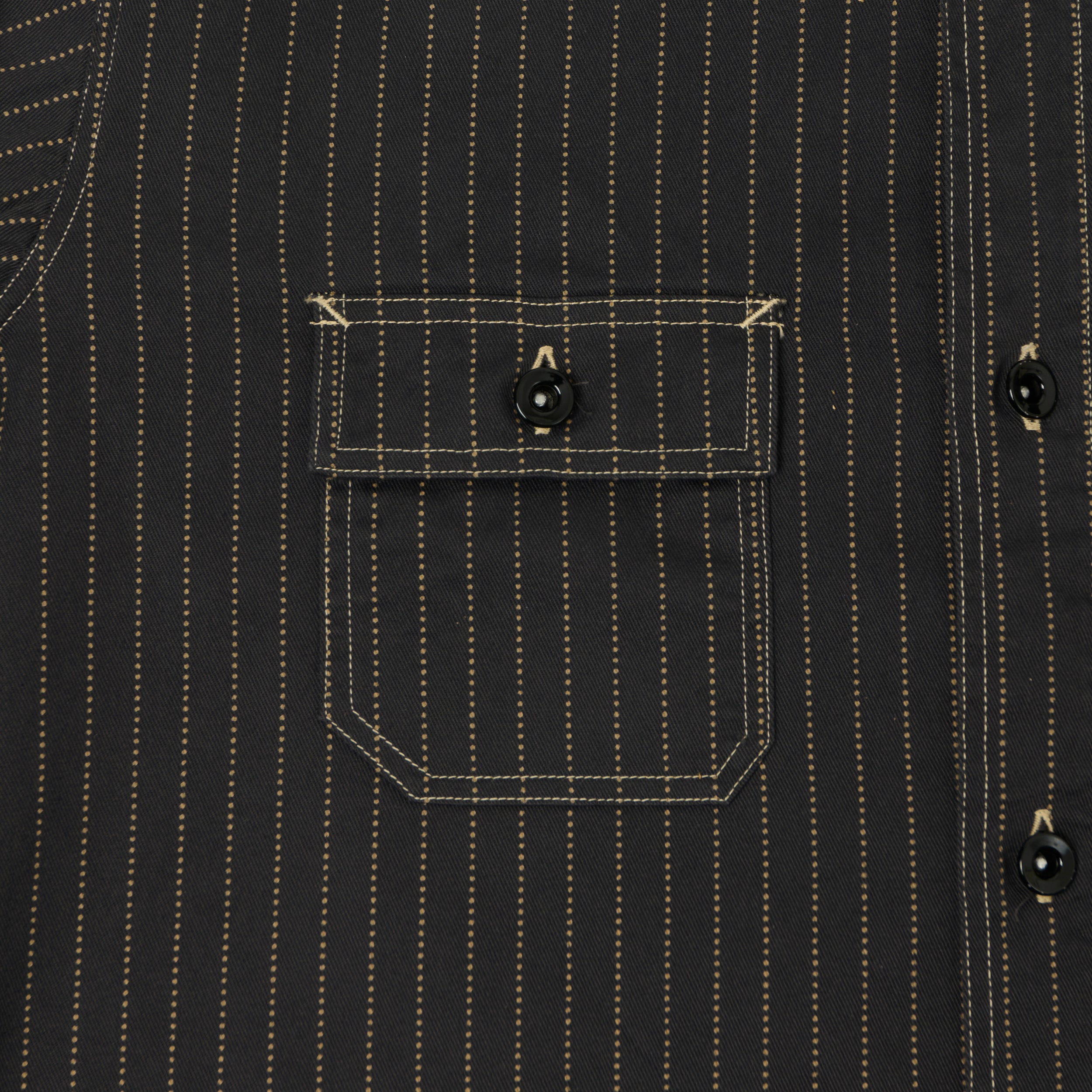 Sugar Cane Wabash Stripe Work Shirt - Black