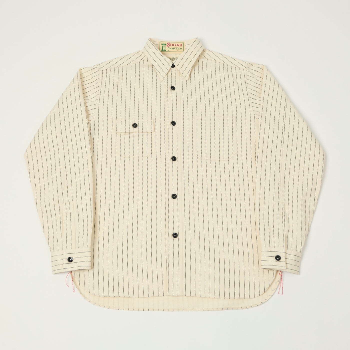 Sugar Cane Wabash Stripe Work Shirt - White