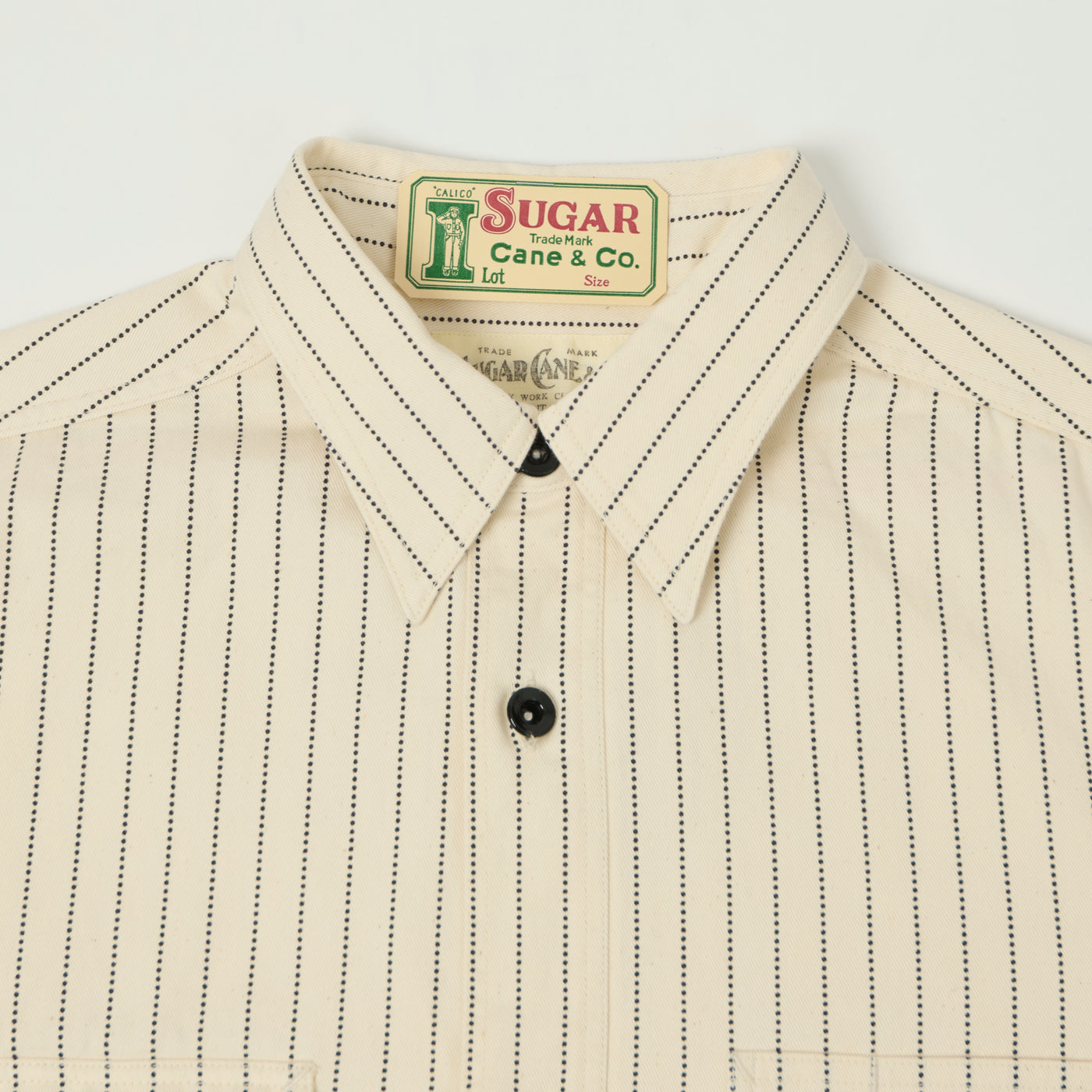 Sugar Cane Wabash Stripe Work Shirt - White