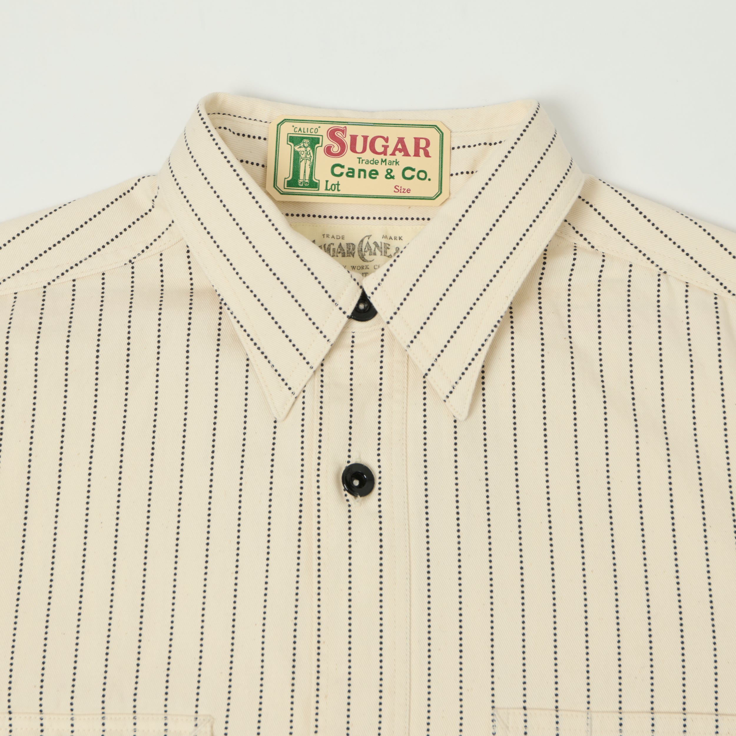 Sugar Cane Wabash Stripe Work Shirt - White