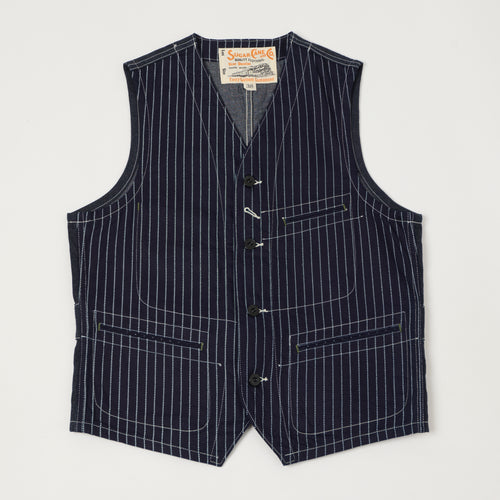 Sugar Cane Wabash Engineers Vest - Indigo
