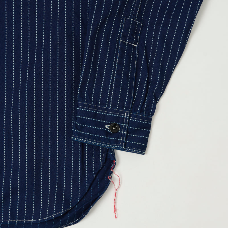 Sugar Cane Wabash Stripe Work Shirt - Indigo