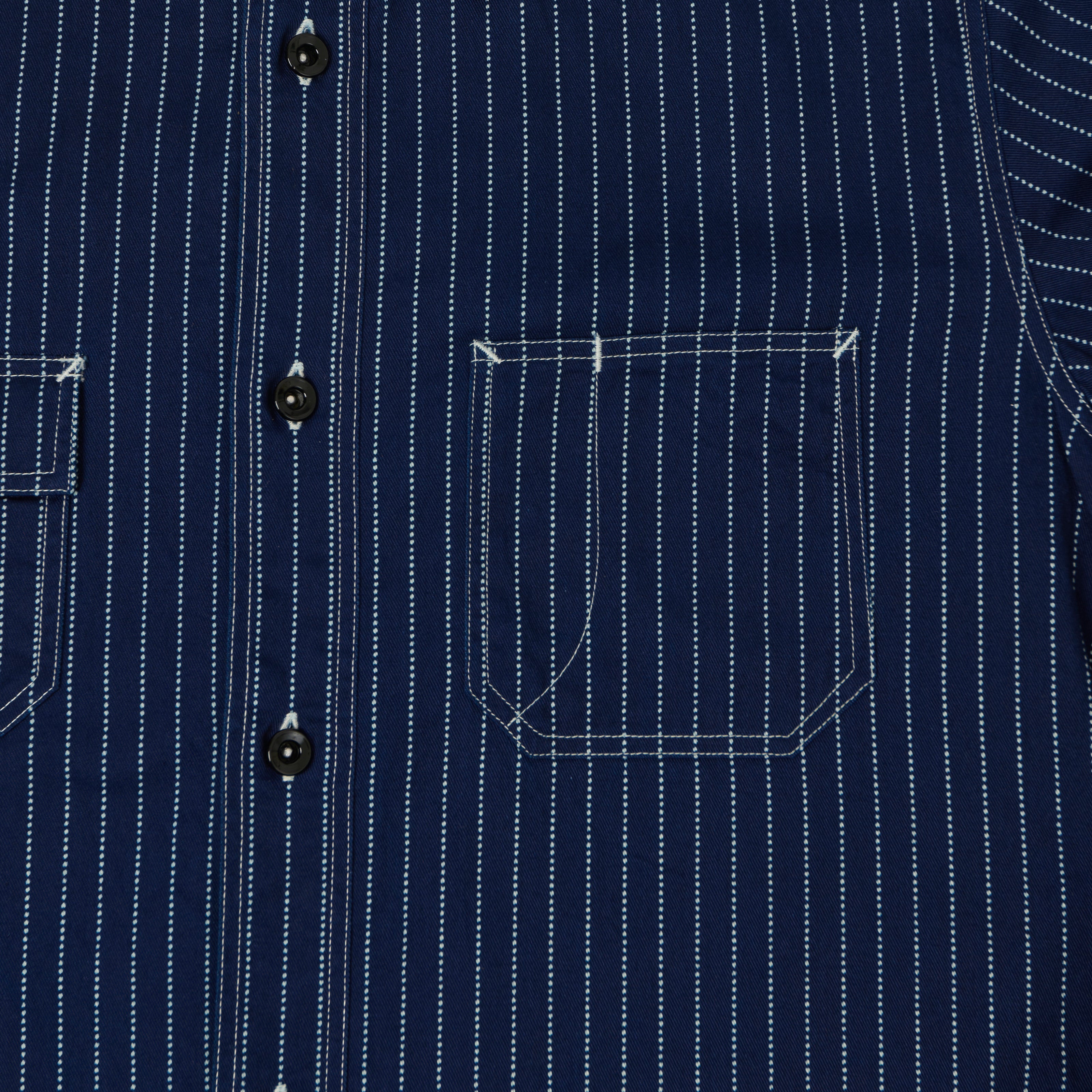 Sugar Cane Wabash Stripe Work Shirt - Indigo