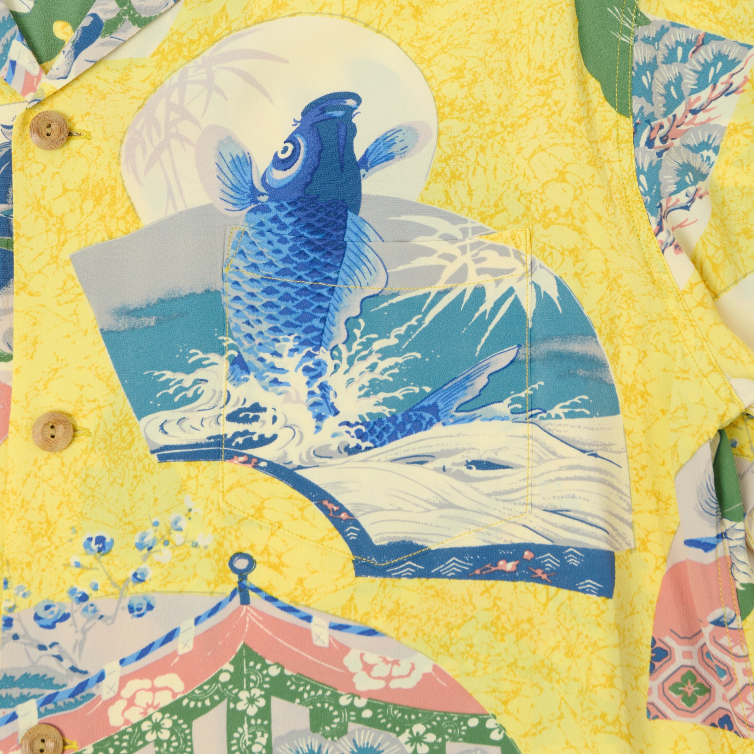 Sun Surf 'Koi' Short Sleeve Hawaiian Shirt - Yellow