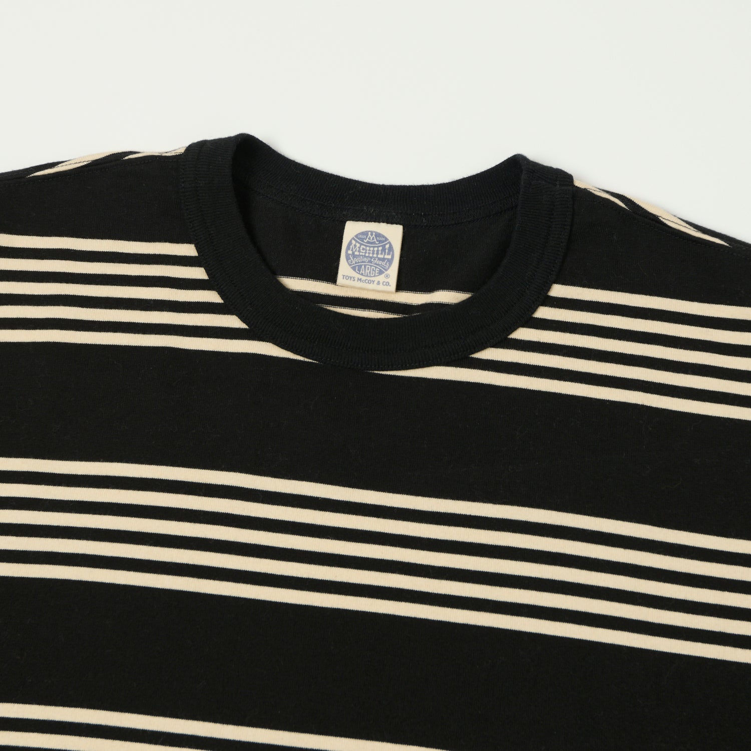 TOYS McCOY 'Multi Border Stripe' Quarter Sleeve Stripe T-Shirt - Ivory/Black