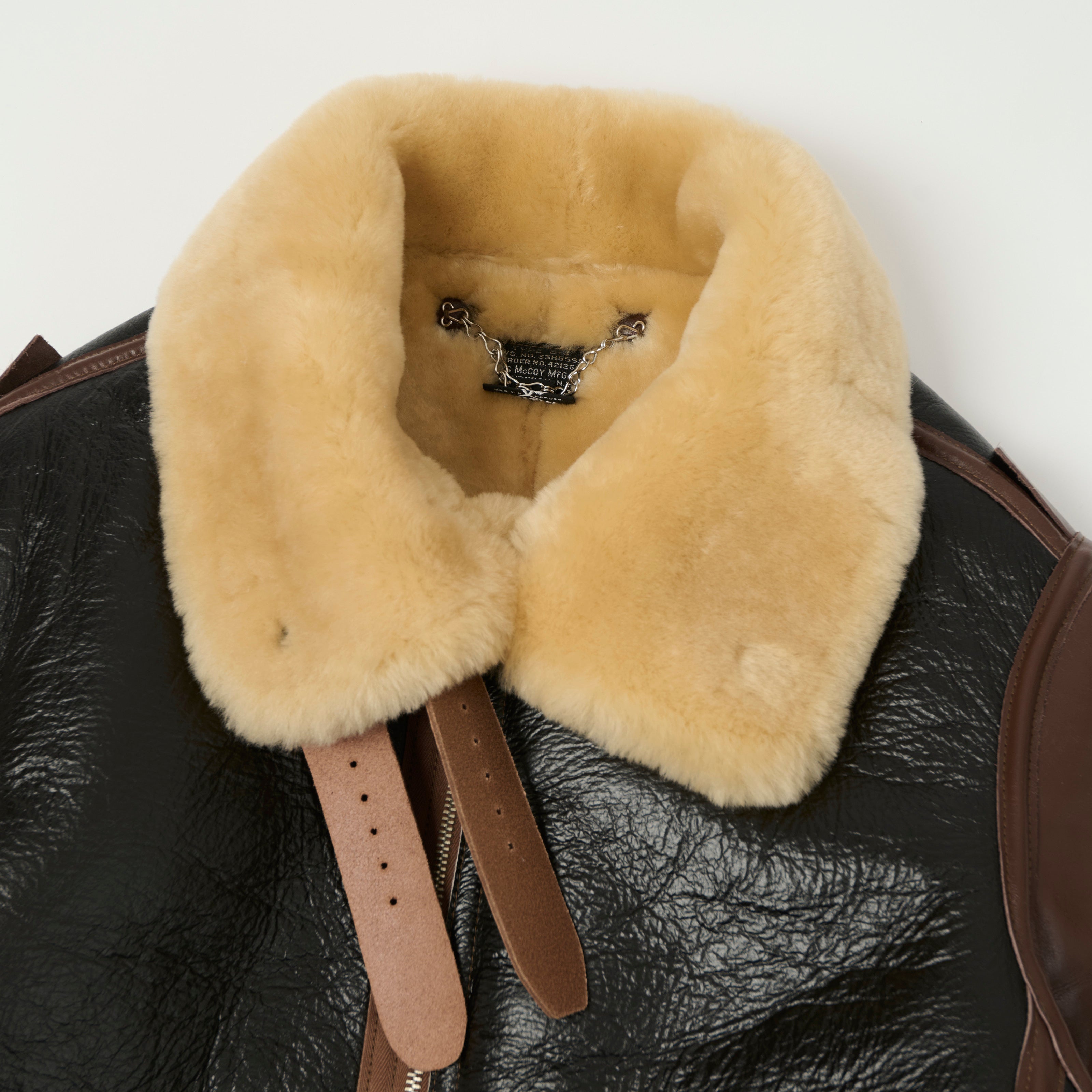 TOYS McCOY U.S.A.F B-3 Sheepskin Leather Flight Jacket - Black/Brown