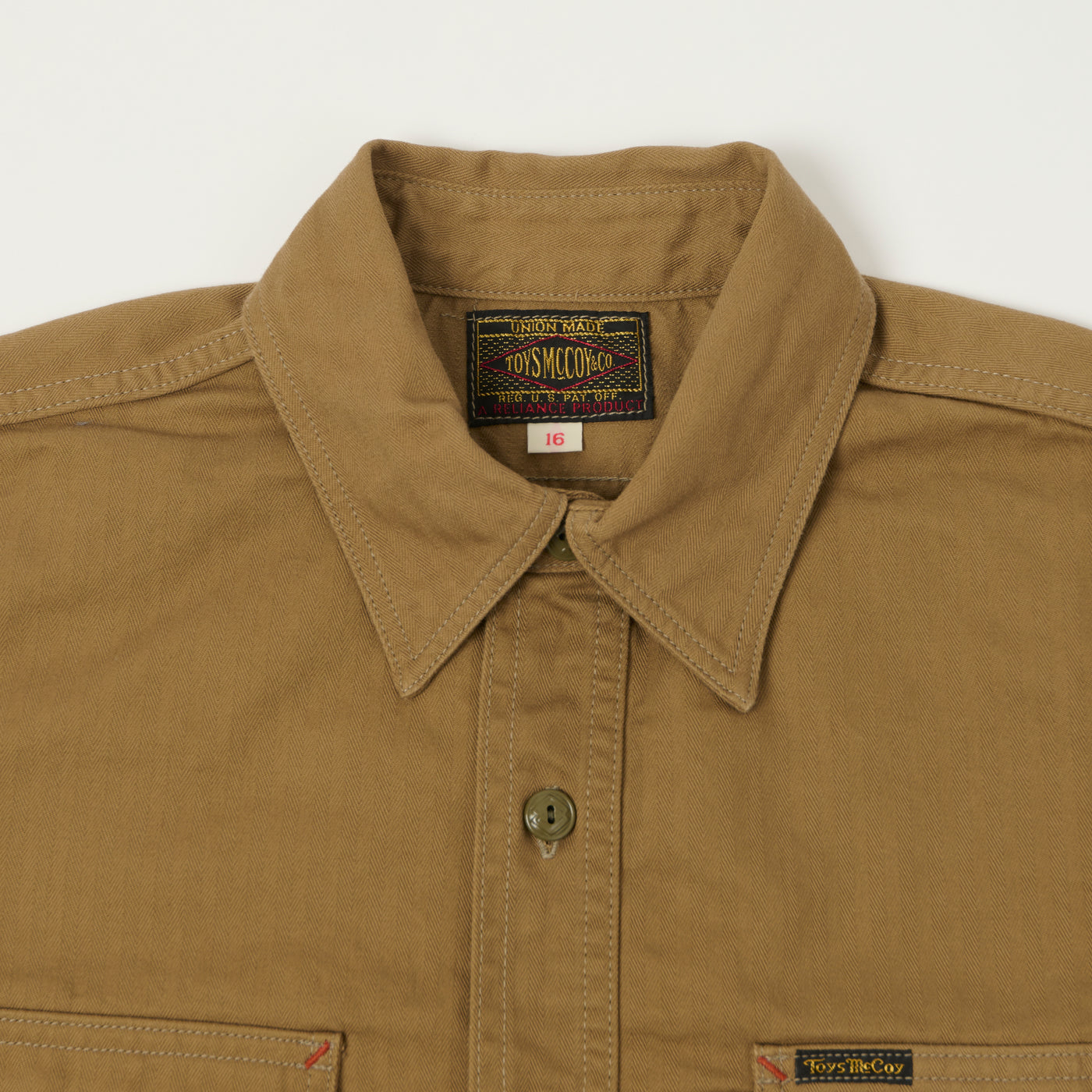 TOYS McCOY Herringbone Twill Dockers Work Shirt - Khaki