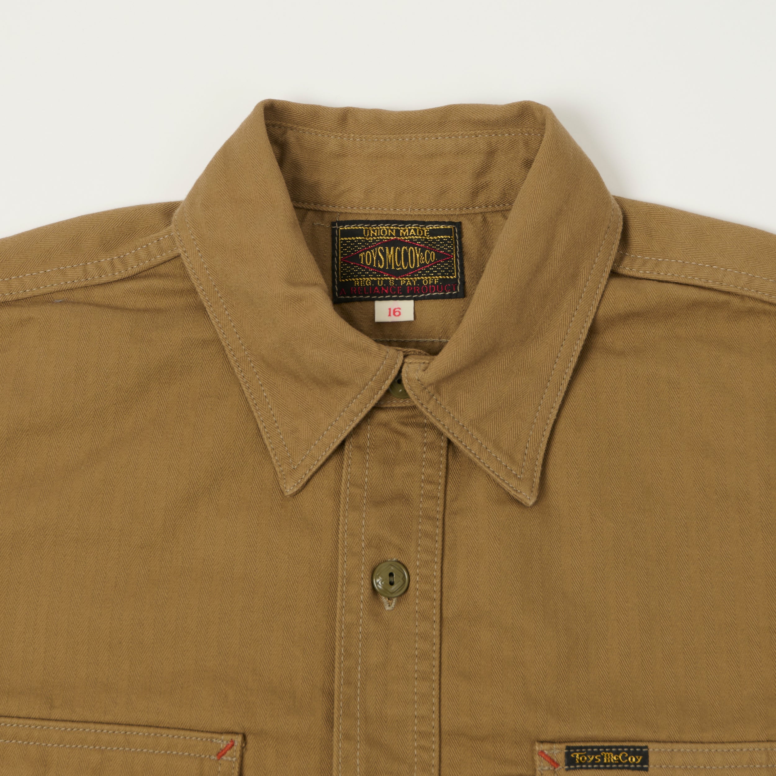 TOYS McCOY Herringbone Twill Dockers Work Shirt - Khaki