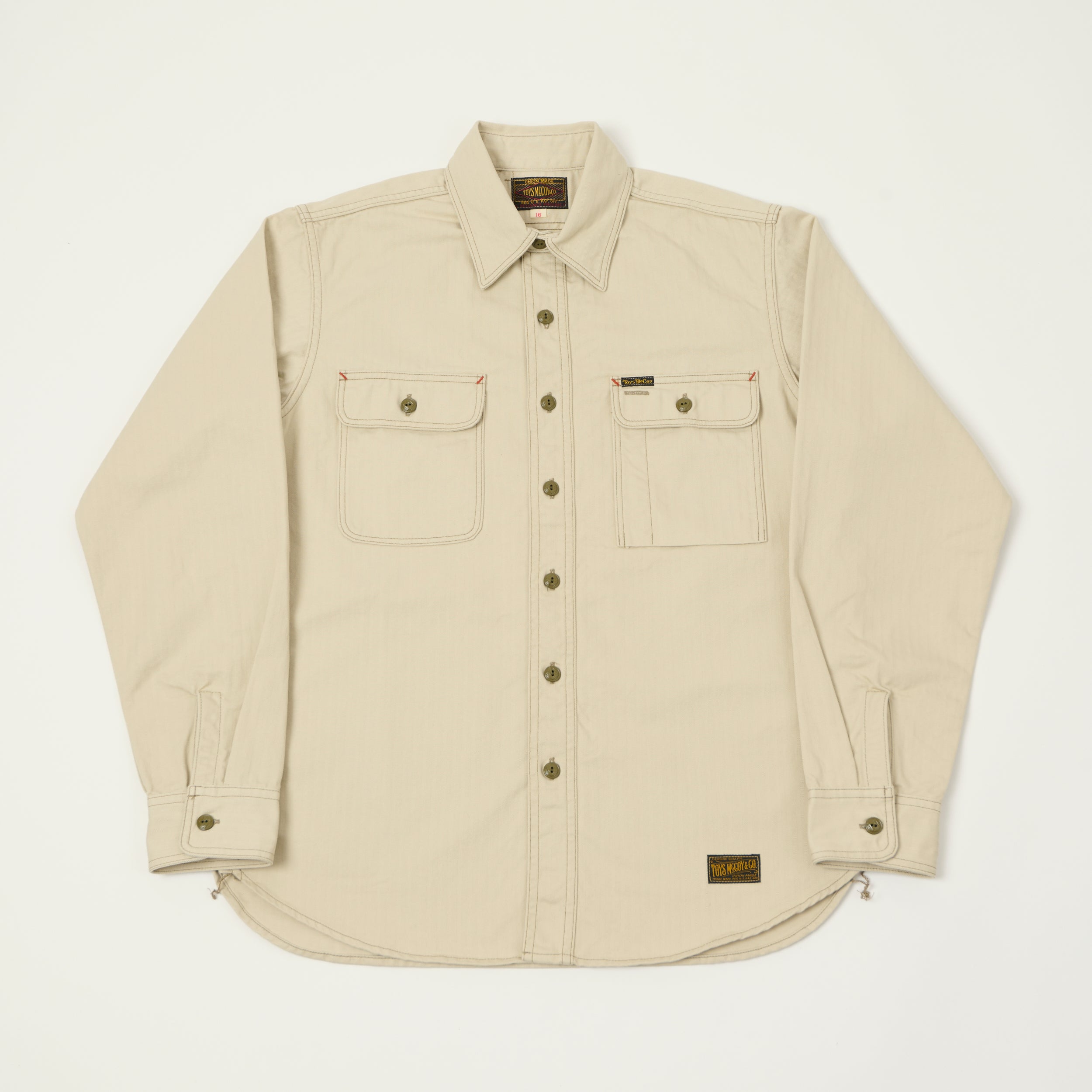 TOYS McCOY Herringbone Twill Dockers Work Shirt - Ivory