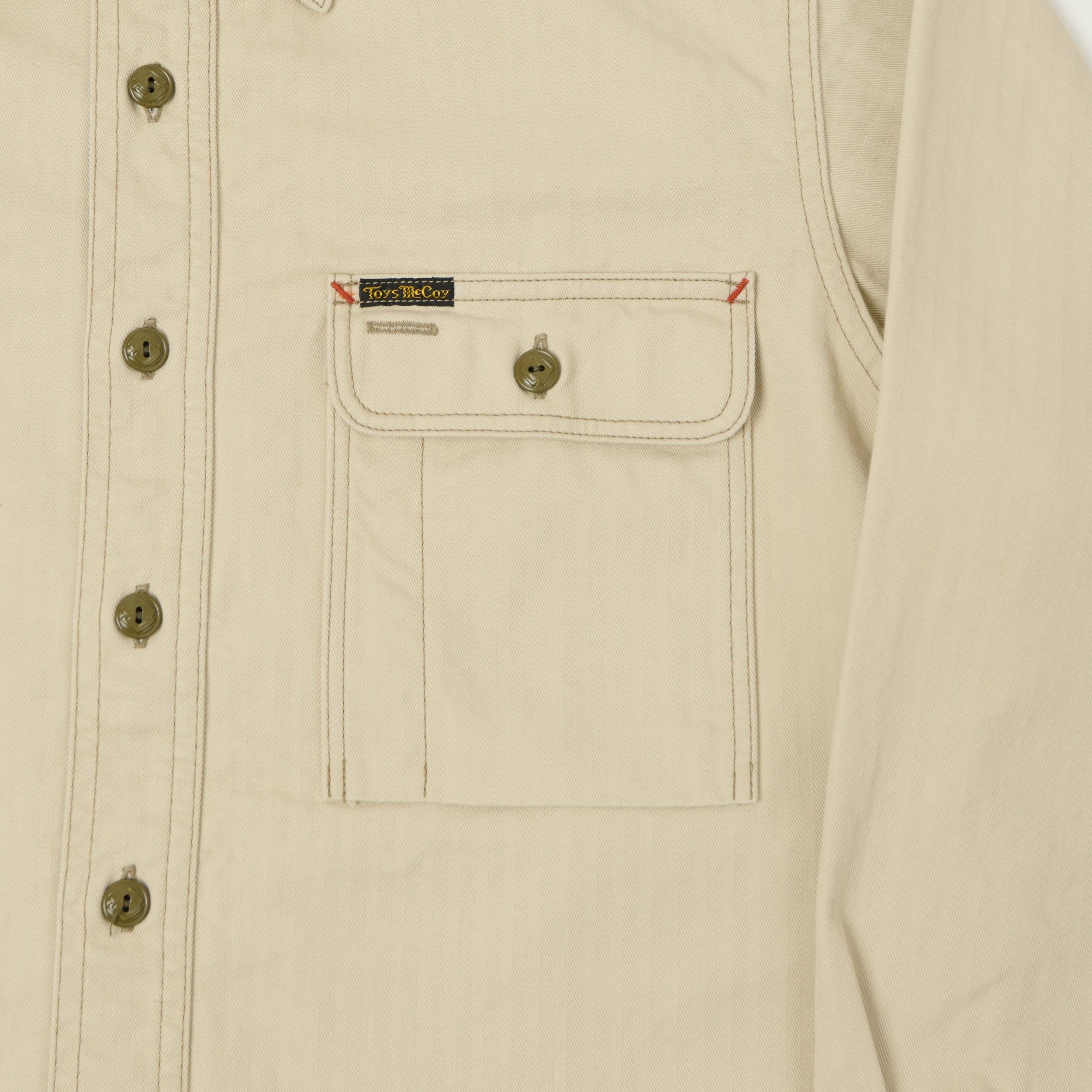 TOYS McCOY Herringbone Twill Dockers Work Shirt - Ivory