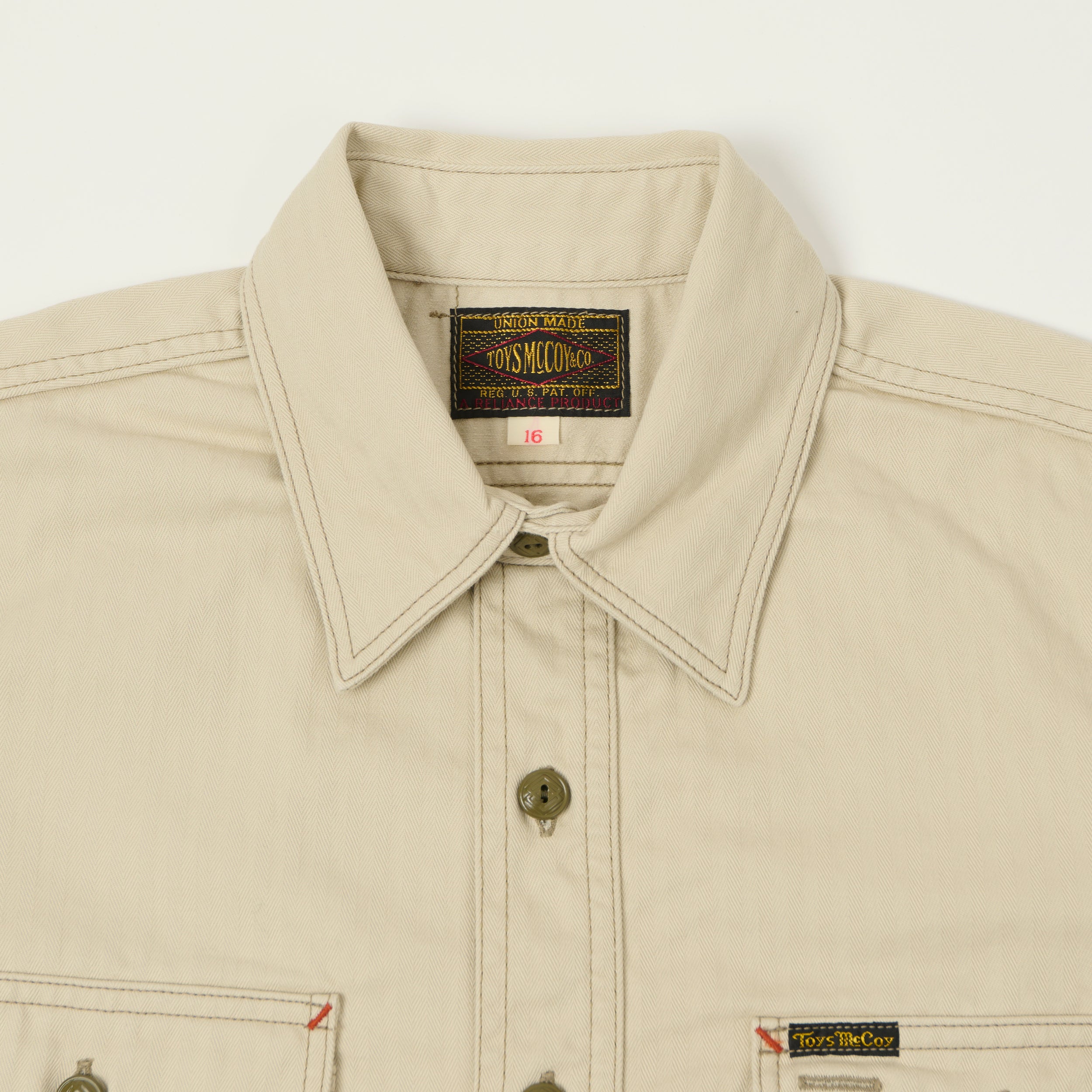 TOYS McCOY Herringbone Twill Dockers Work Shirt - Ivory