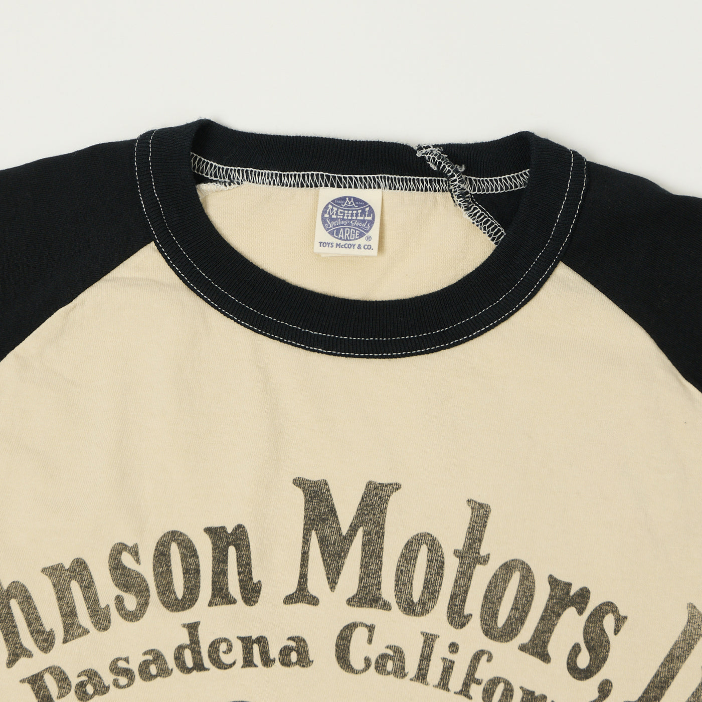 TOYS McCOY Raglan Sleeve 'Johnson Motors' Baseball T-Shirt - Ivory/Black