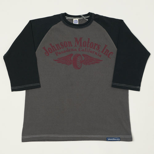 TOYS McCOY Raglan Sleeve 'Johnson Motors' Baseball T-Shirt - Grey/Black