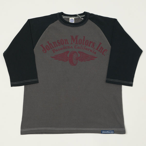 TOYS McCOY Raglan Sleeve 'Johnson Motors' Baseball Tee - Grey/Black