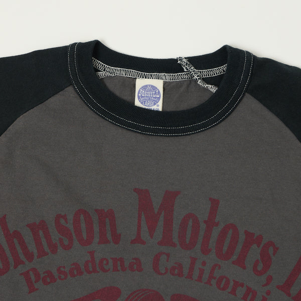 TOYS McCOY Raglan Sleeve 'Johnson Motors' Baseball Tee - Grey/Black