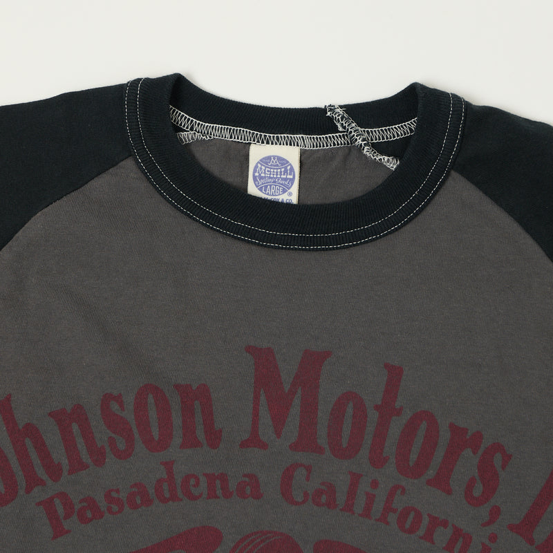 TOYS McCOY Raglan Sleeve 'Johnson Motors' Baseball Tee - Grey/Black