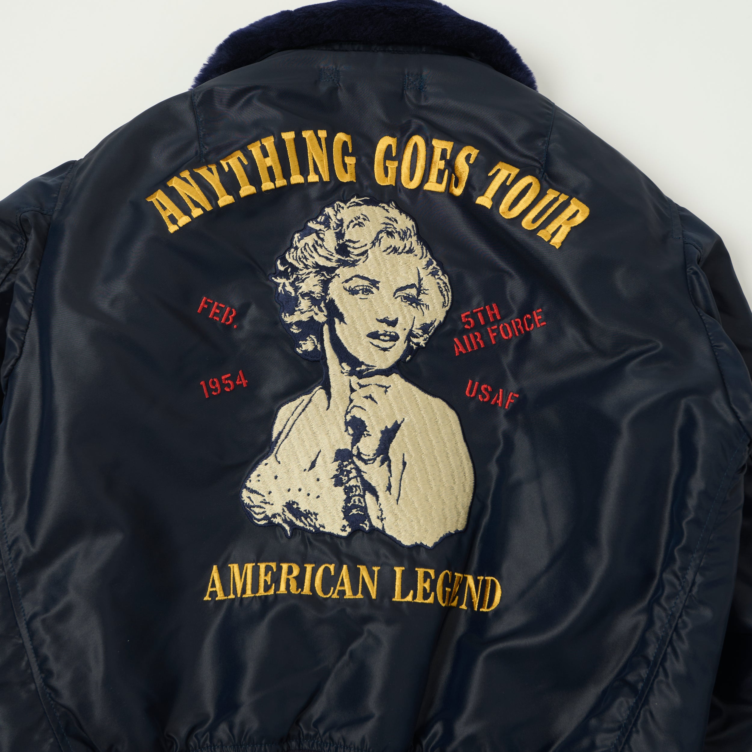TOYS McCOY Marylin Monroe 'Anything Goes' B-15C Flight Jacket - Navy