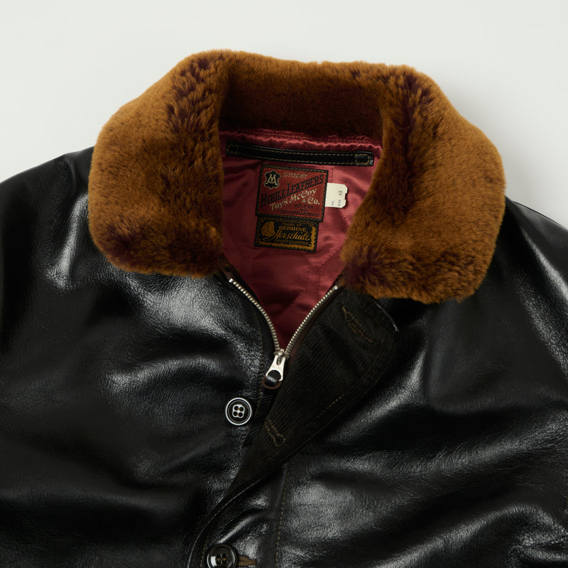 TOYS McCOY U.S. Navy N-1 Horsehide Leather Deck Jacket - Black