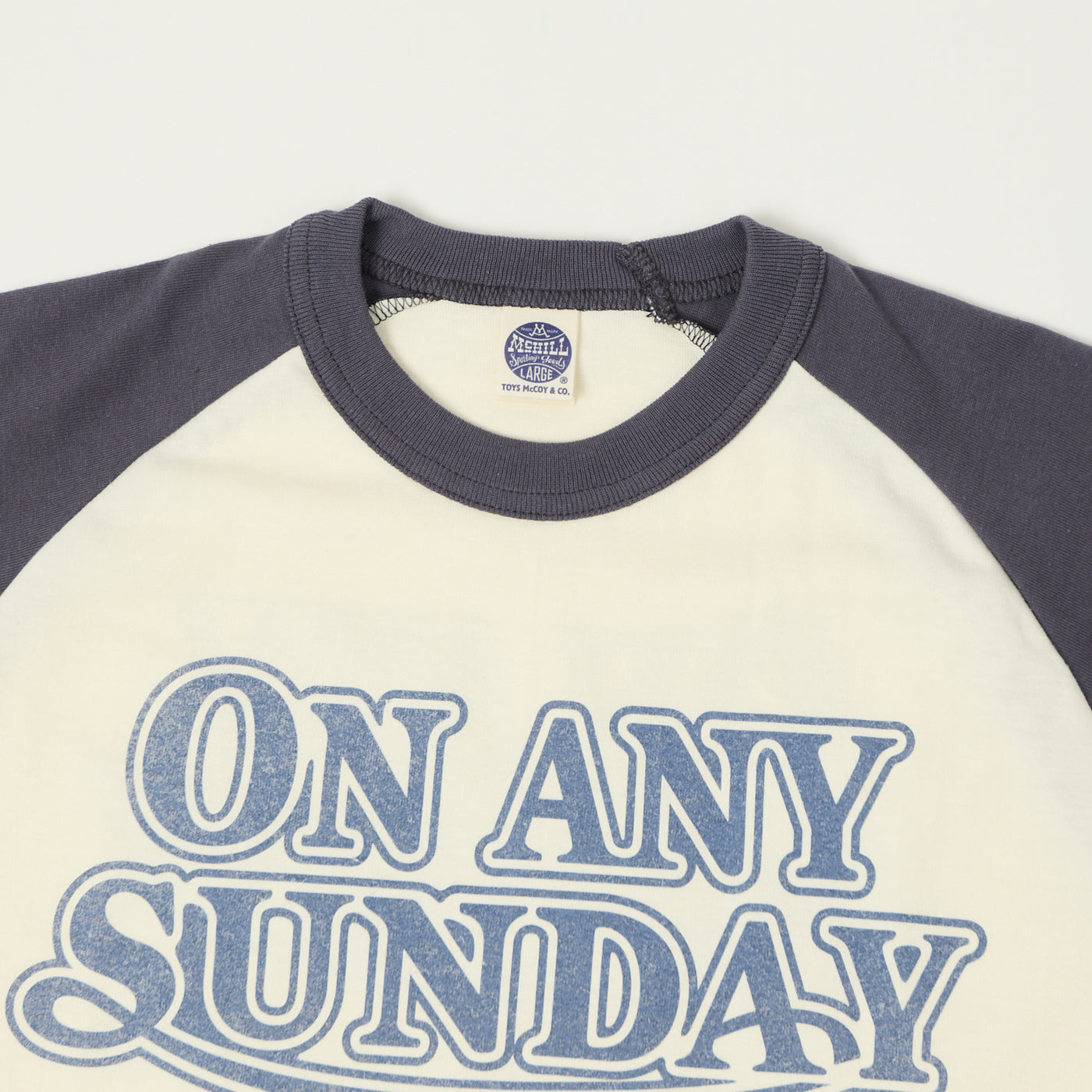 TOYS McCOY 'On Any Sunday' Raglan T-Shirt - Off White/Navy