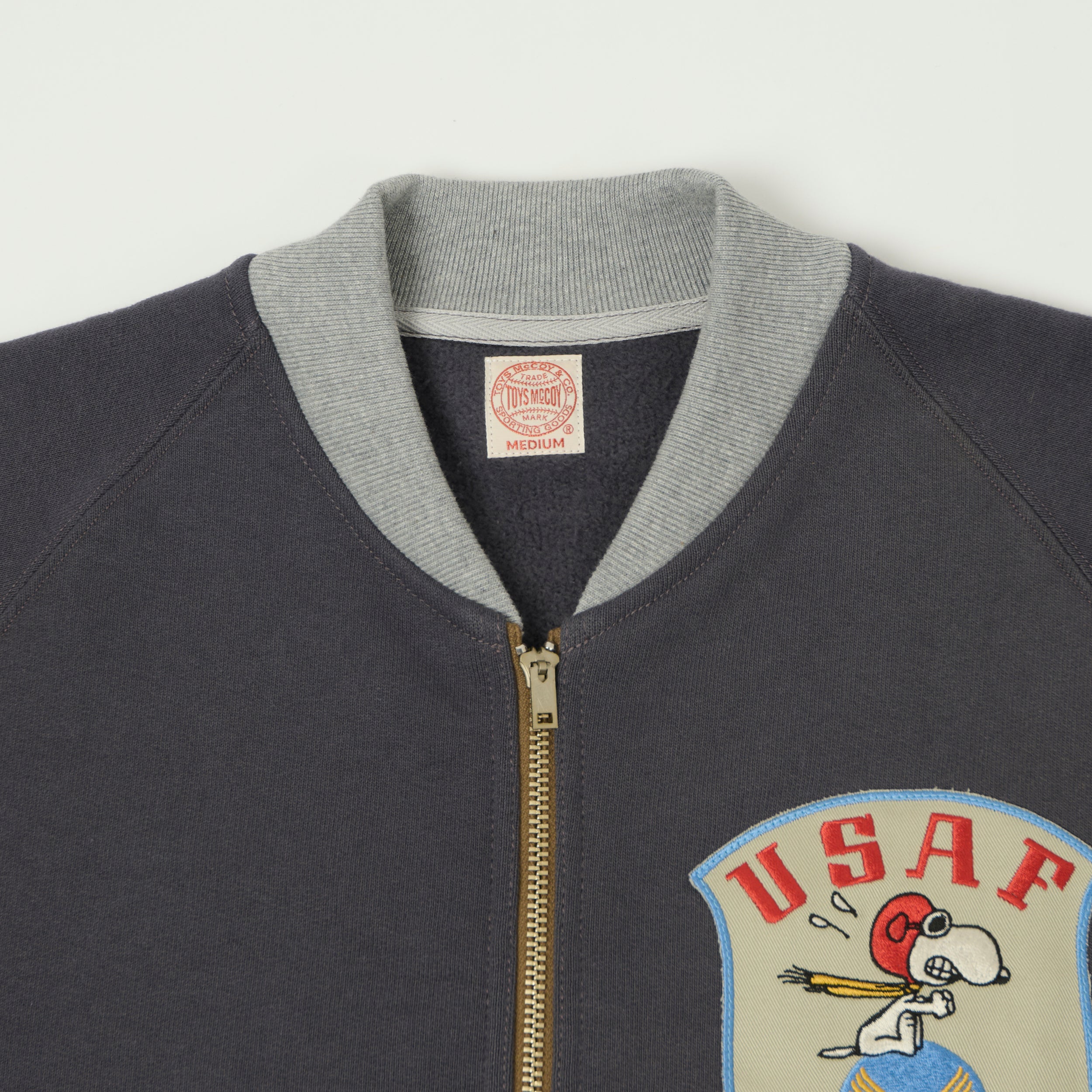 TOYS McCOY 'Snoopy Flying Ace' C-2 Zip Through Sweat - Navy/Grey