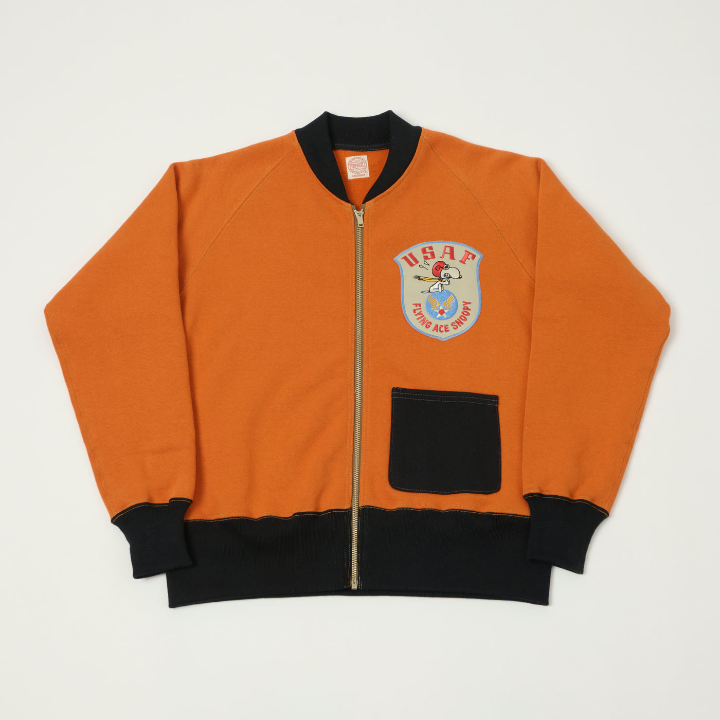 TOYS McCOY 'Snoopy Flying Ace' C-2 Zip Through Sweat - Orange/Black