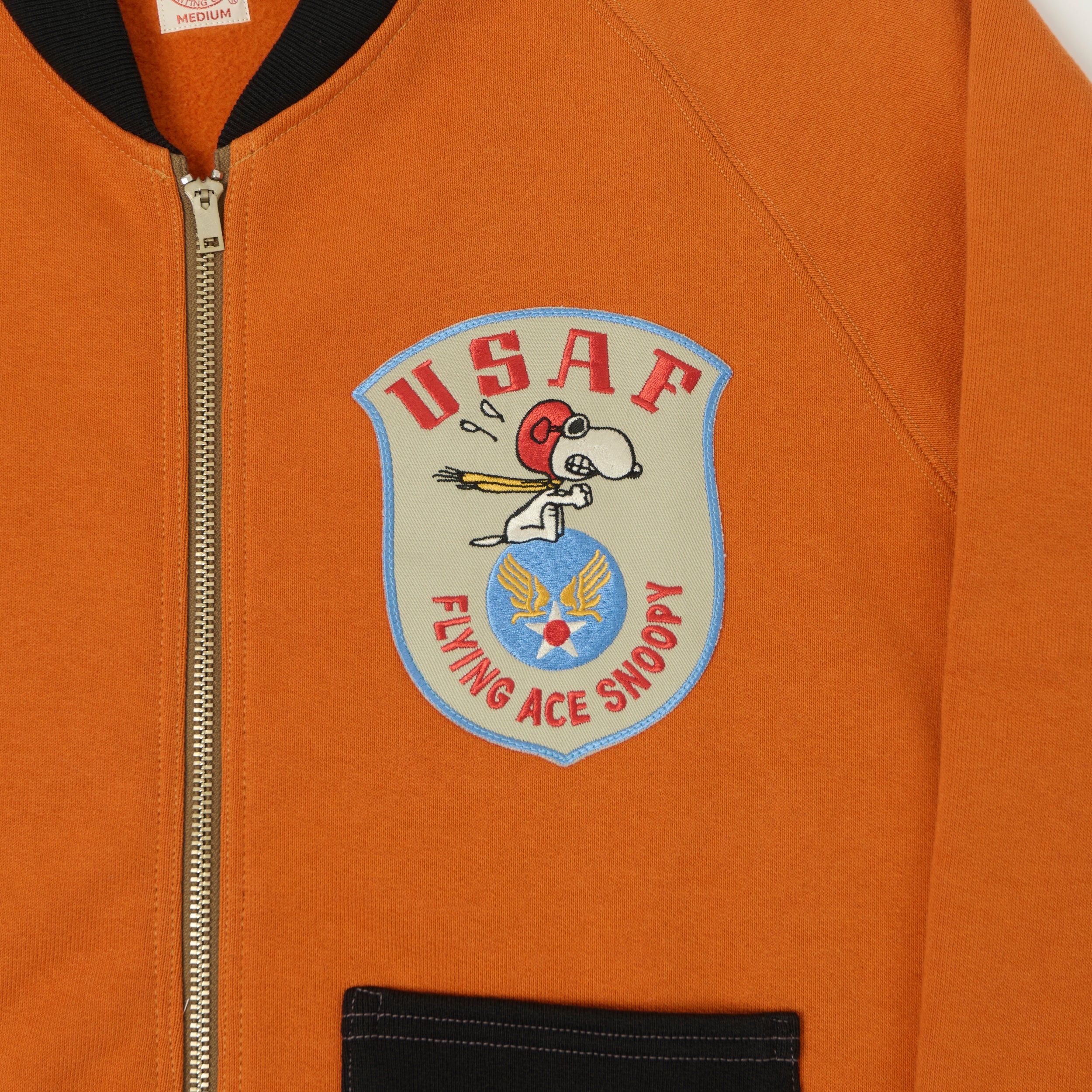 TOYS McCOY 'Snoopy Flying Ace' C-2 Zip Through Sweat - Orange